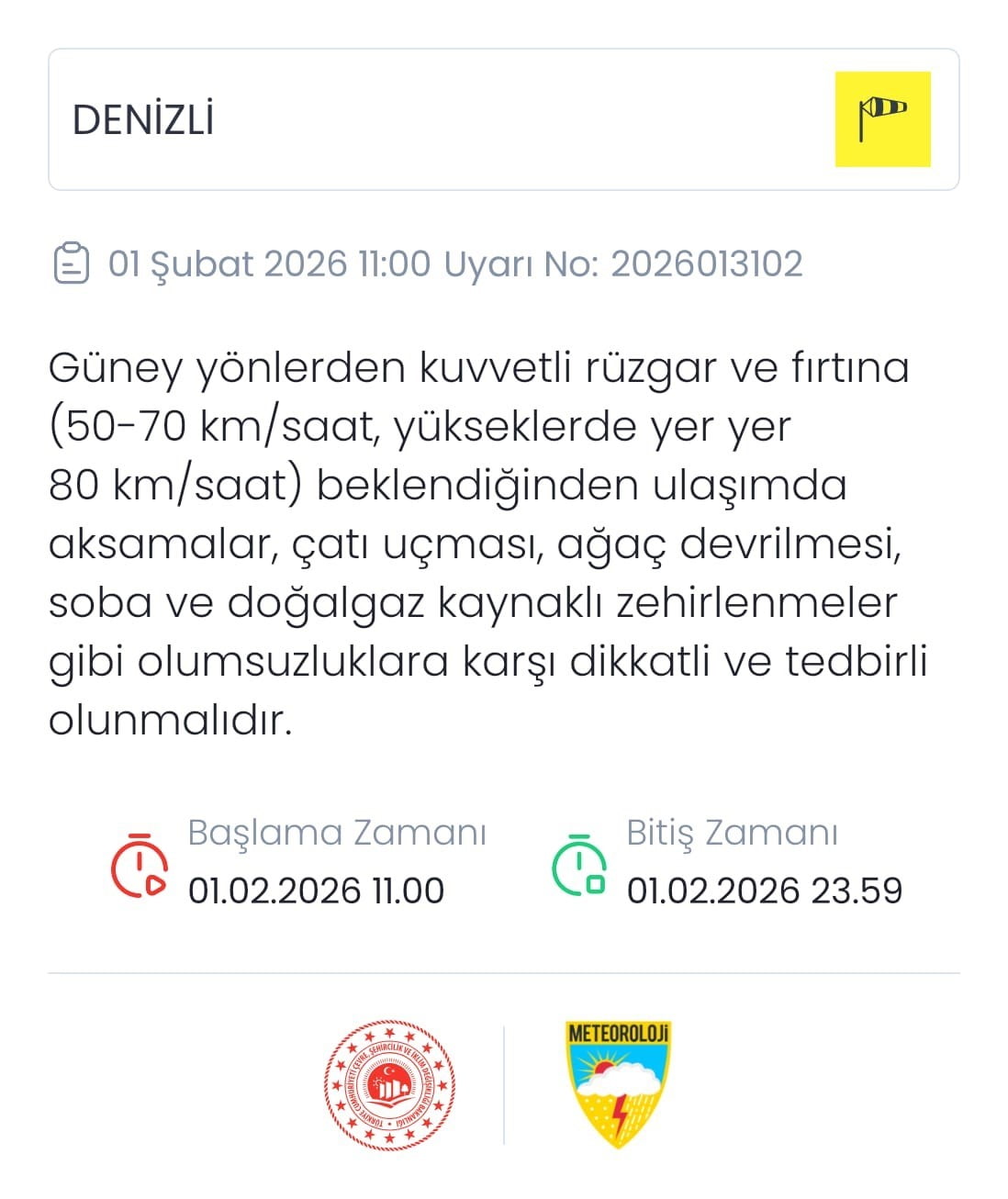 METEOROLOJİ, DENİZLİ’DE GÜNEY YÖNLERDEN KUVVETLİ RÜZGAR VE FIRTINA BEKLENDİĞİNİ BELİRTEREK...