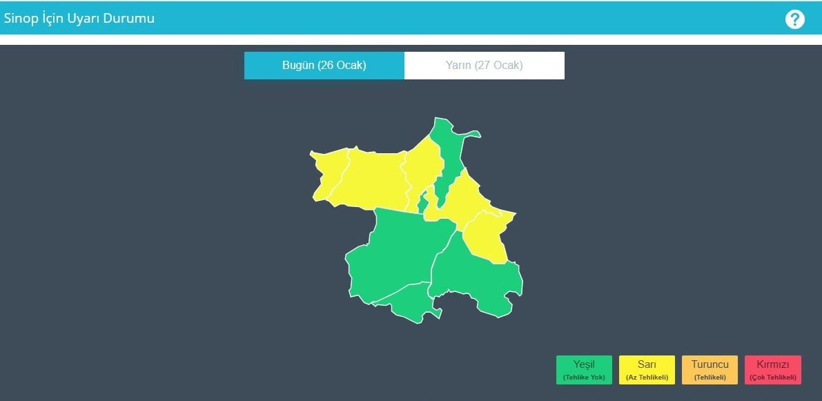 METEOROLOJİ GENEL MÜDÜRLÜĞÜ, SİNOP’UN KUZEY İLÇELERİ İÇİN SARI KODLU METEOROLOJİK UYARI YAYIMLADI....