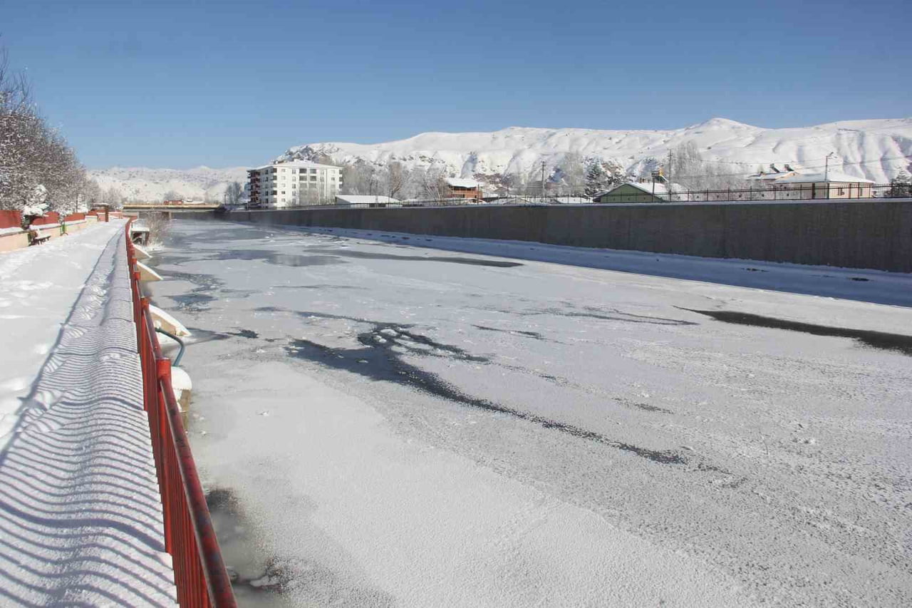 TERMOMETRELERİN EKSİ 21 DERECEYİ GÖSTERDİĞİ SİVAS’TA KIZILIRMAK’IN YÜZEYİ BUZLA KAPLANDI. SİVASLI...