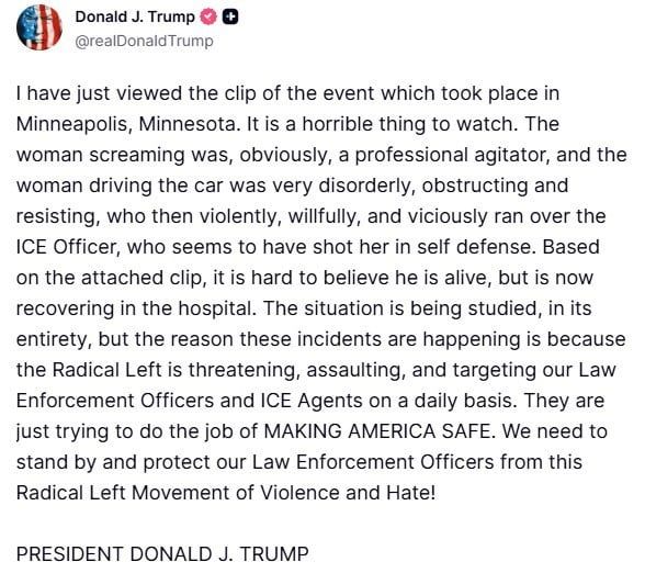 TRUMP’TAN GÖÇMENLİK VE GÜMRÜK MUHAFAZA DAİRESİ AJANLARININ BİR KADINI VURARAK ÖLDÜRMESİ İLE İLGİLİ...