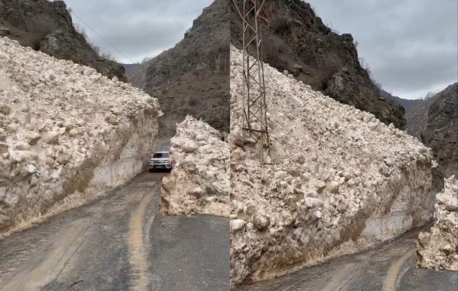 CEYLANLI KÖYÜ YOLUNA DÜŞEN ÇIĞLAR TEMİZLENDİ