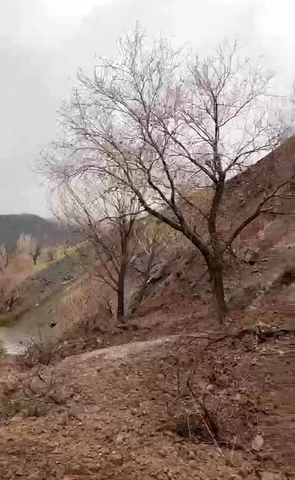 KAMBERTEPE KÖYÜNDE ETKİLİ OLAN AŞIRI YAĞIŞLAR, TOPRAK KAYMASINA NEDEN OLDU.