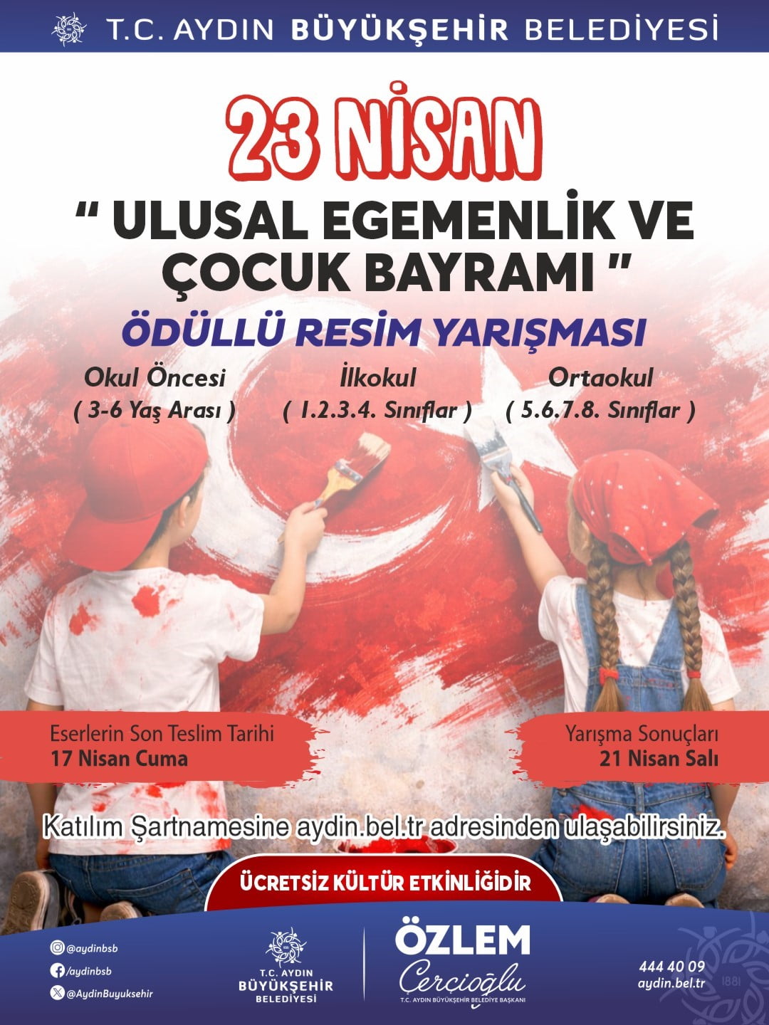 AYDIN BÜYÜKŞEHİR BELEDİYESİ’NİN 23 NİSAN TEMALI ÖDÜLLÜ RESİM YARIŞMASIYLA, 3-6 YAŞ GRUBUNDAN...