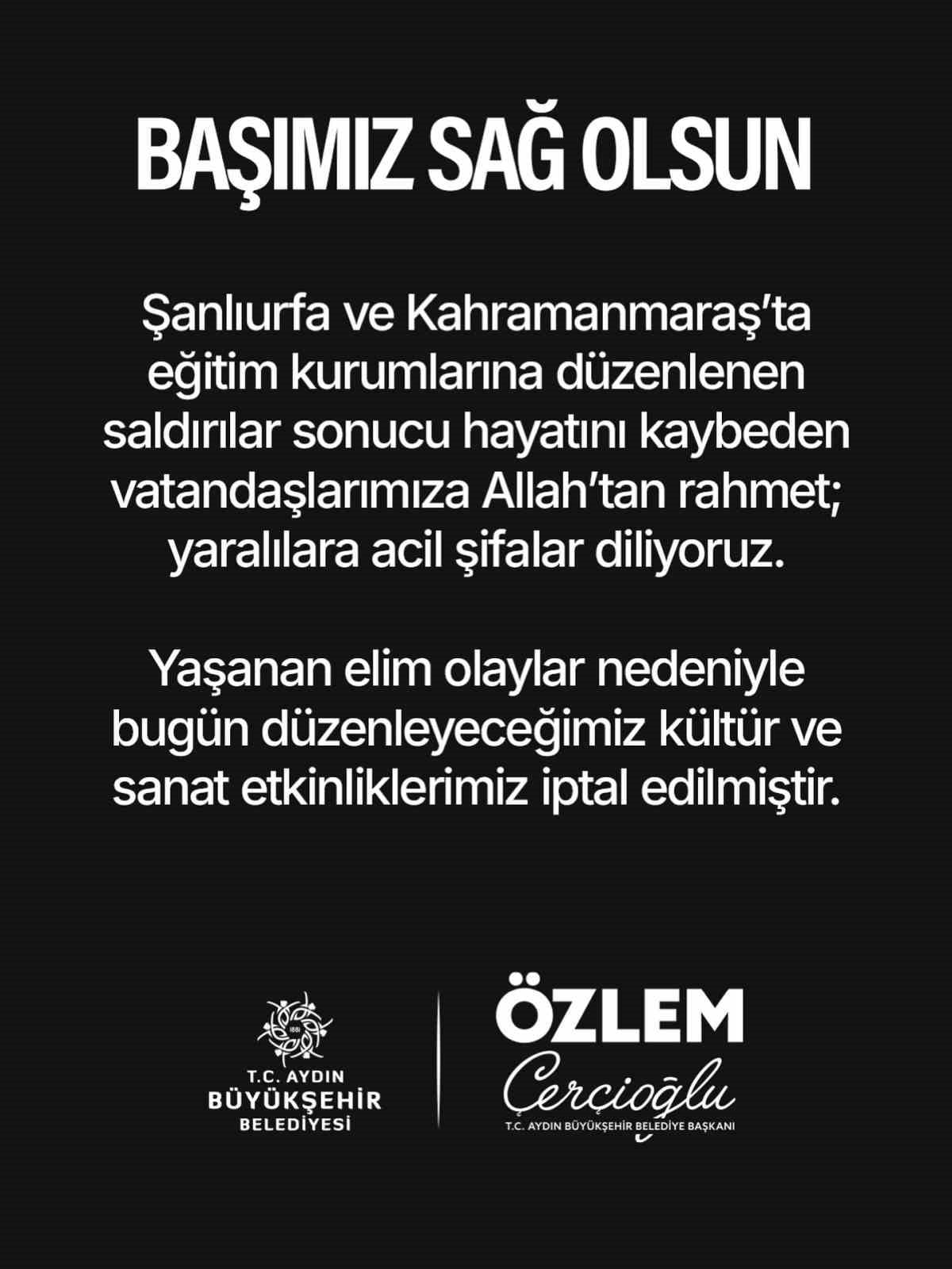 BAŞKAN ÇERÇİOĞLU, TÜM ETKİNLİKLERİ İPTAL ETTİ