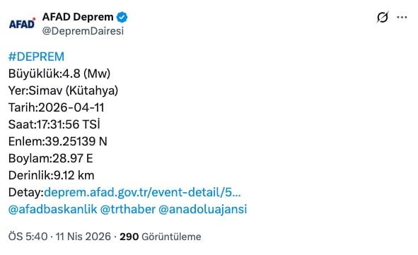 BURSA'DA DEPREM HİSSEDİLDİ