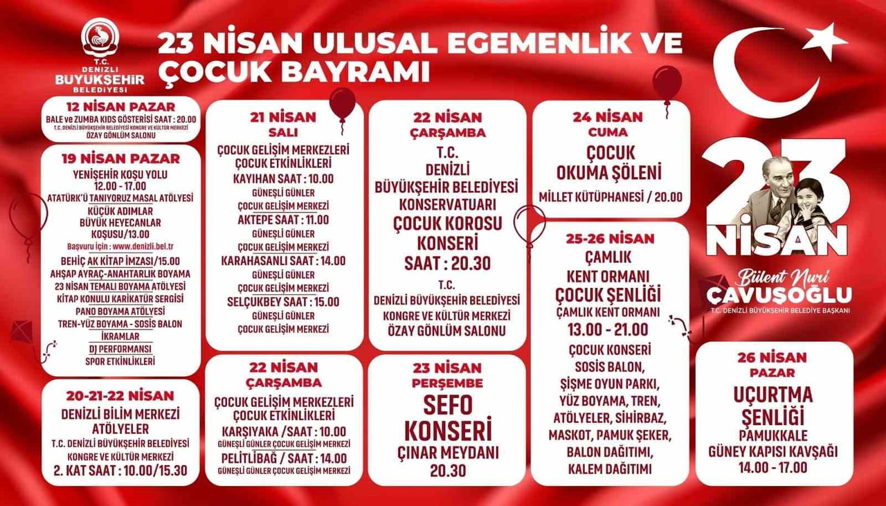 DENİZLİ BÜYÜKŞEHİR BELEDİYESİ, 23 NİSAN ULUSAL EGEMENLİK VE ÇOCUK BAYRAMI’NI ÇOCUKLARA UNUTULMAZ...