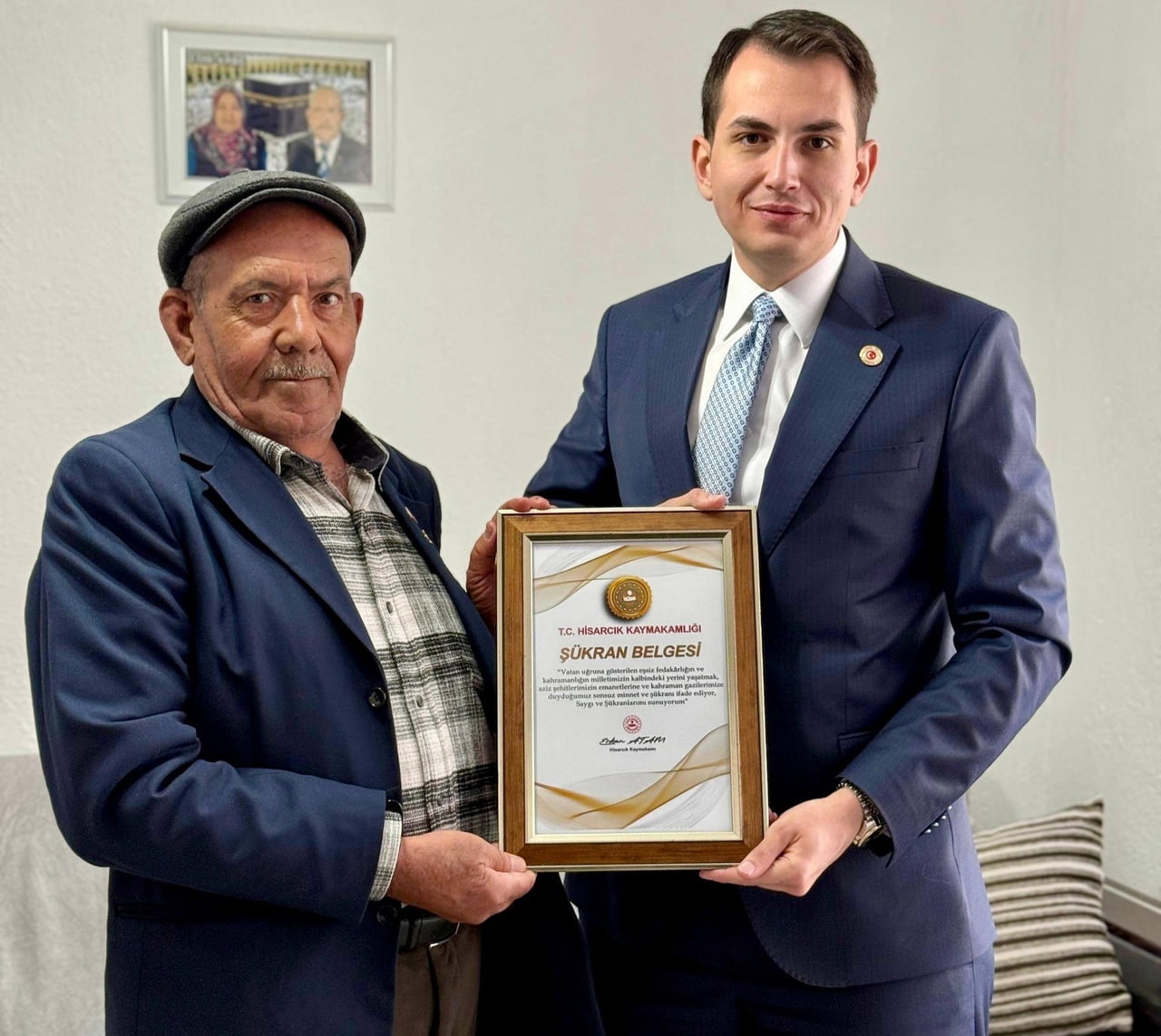 HİSARCIK’TA GAZİLERE ŞÜKRAN BELGESİ