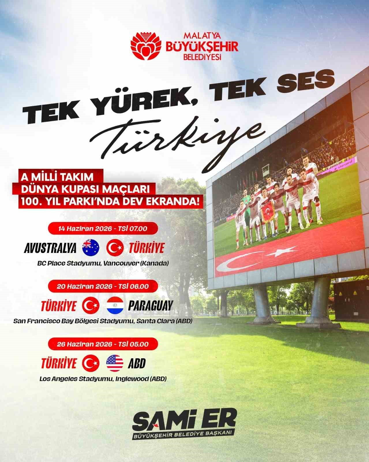 MALATYA’DA DÜNYA KUPASI HEYECANI BU KEZ AÇIK HAVADA YAŞANACAK