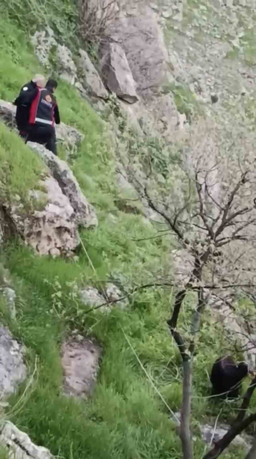 MARDİN’İN NUSAYBİN İLÇESİNDE YAKLAŞIK 3 GÜNDÜR MAHSUR KALAN İKİ KEÇİ, İTFAİYE EKİPLERİNİN...