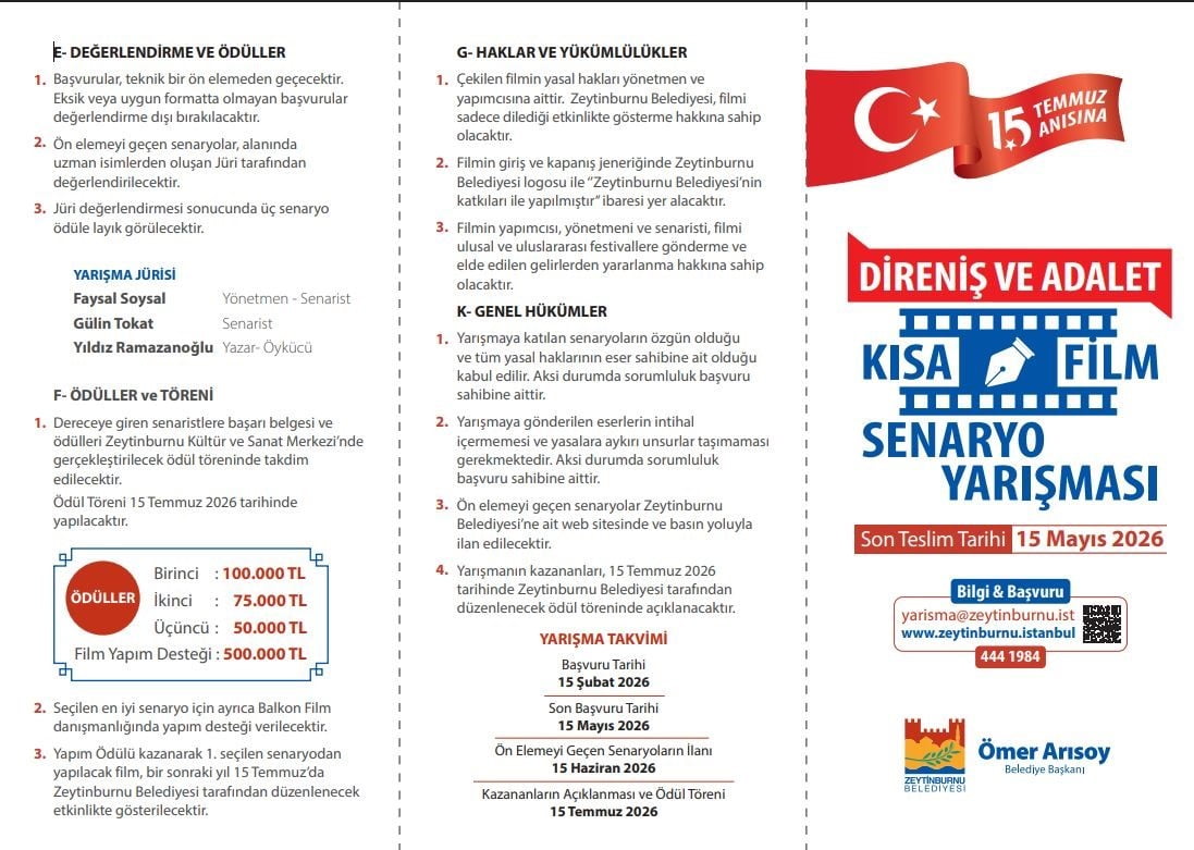 "DİRENİŞ VE ADALET" KISA FİLM SENARYO YARIŞMASINA BAŞVURULAR YAKLAŞIYOR