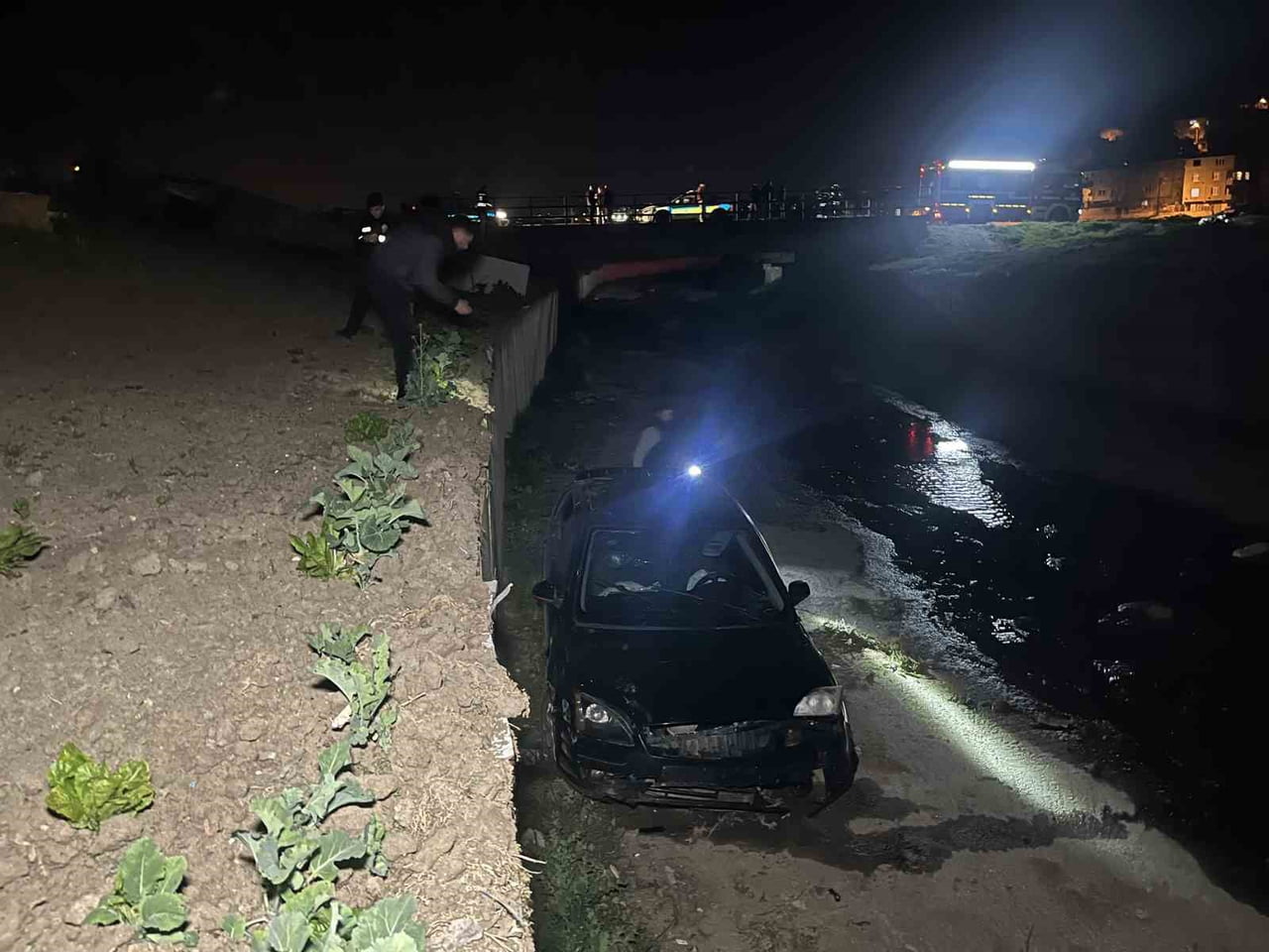 TEKİRDAĞ'DA OTOMOBİL DEREYE UÇTU