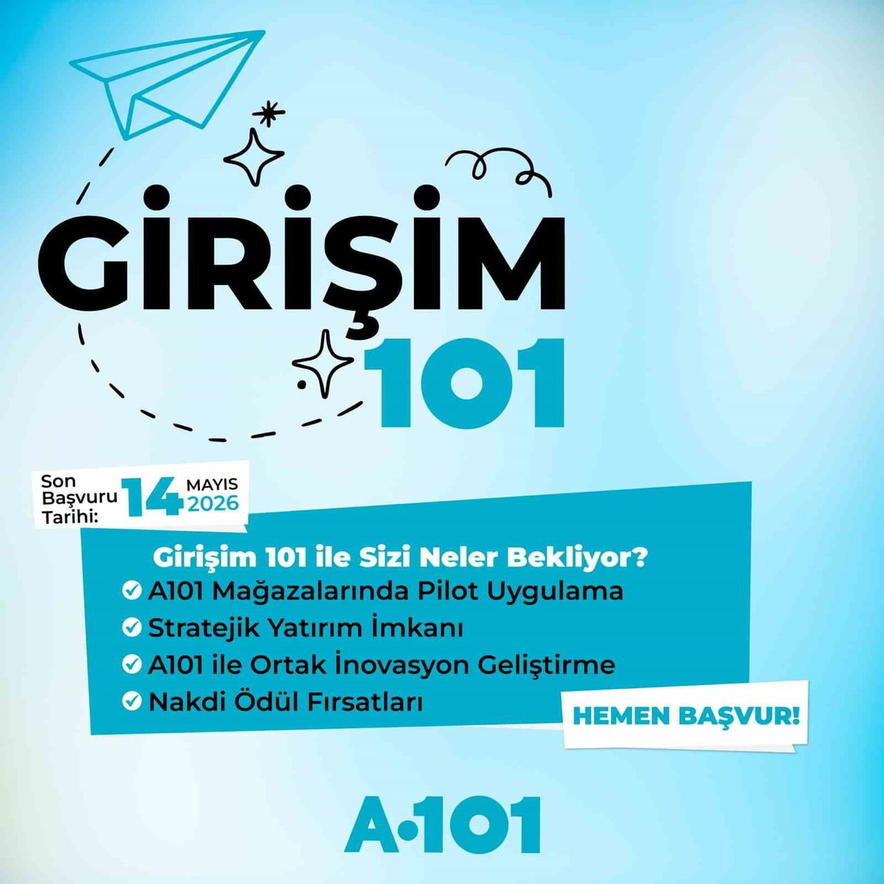 A101, PERAKENDENİN GELECEĞİNİ BİRLİKTE İNŞA EDECEĞİ GİRİŞİMCİLERİ ARIYOR. BU YIL İKİNCİ KEZ...