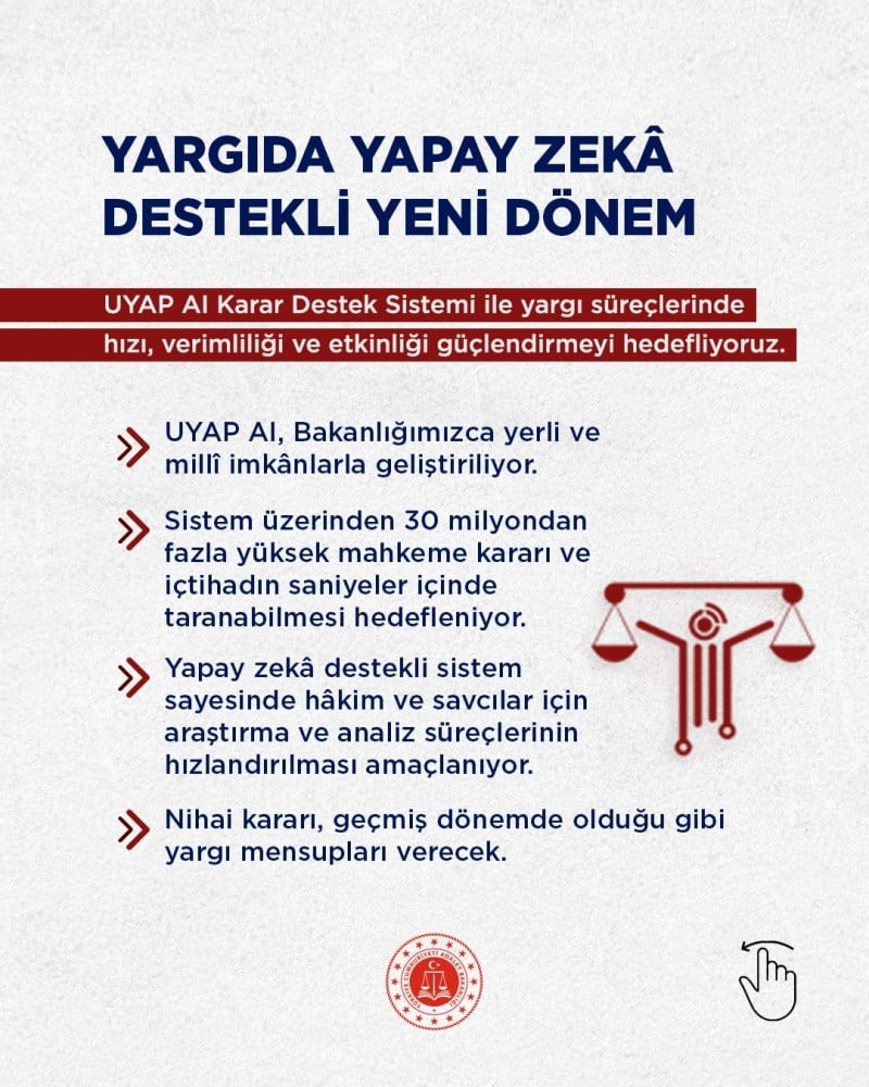 ADALET BAKANI AKIN GÜRLEK, YARGIDA DİJİTAL DÖNÜŞÜM KAPSAMINDA YERLİ VE MİLLİ "UYAP AI KARAR DESTEK...