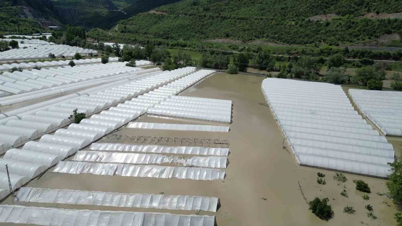 AKSALUR KÖYÜNDE TARIM ARAZİLERİ VE SERALAR SULAR ALTINDA KALDI