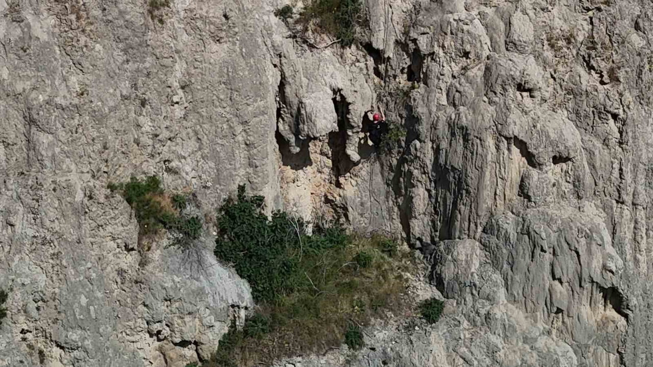 ANTALYA’DA SAHİBİ İLE PARKTA GEZERKEN BİR KEDİNİN PEŞİNE DÜŞEREK FALEZLERDEN DÜŞEREK MAHSUR KALAN...