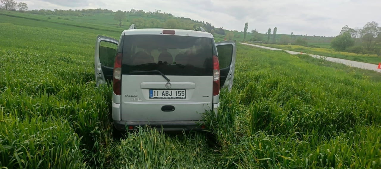 BİLECİK'TE KONTROLDEN ÇIKAN ARAÇ TRAFİK LEVHASINA ÇARPTI.