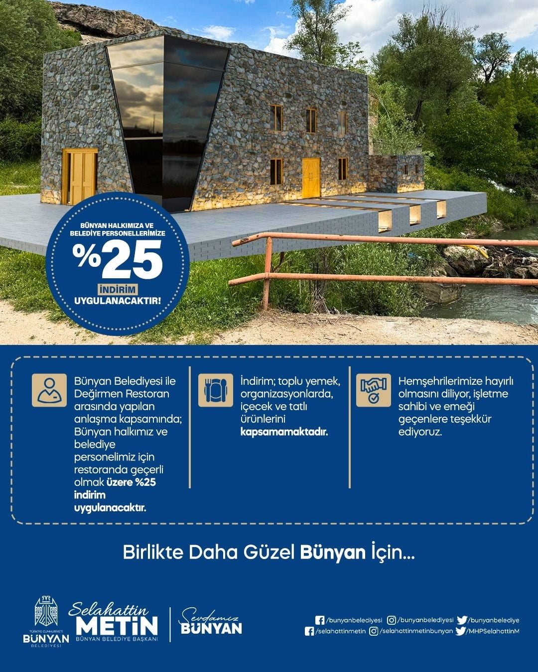 BÜNYAN BELEDİYESİ İLE DEĞİRMEN RESTORAN ARASINDA YAPILAN İŞ BİRLİĞİ KAPSAMINDA, BÜNYAN HALKI İLE...