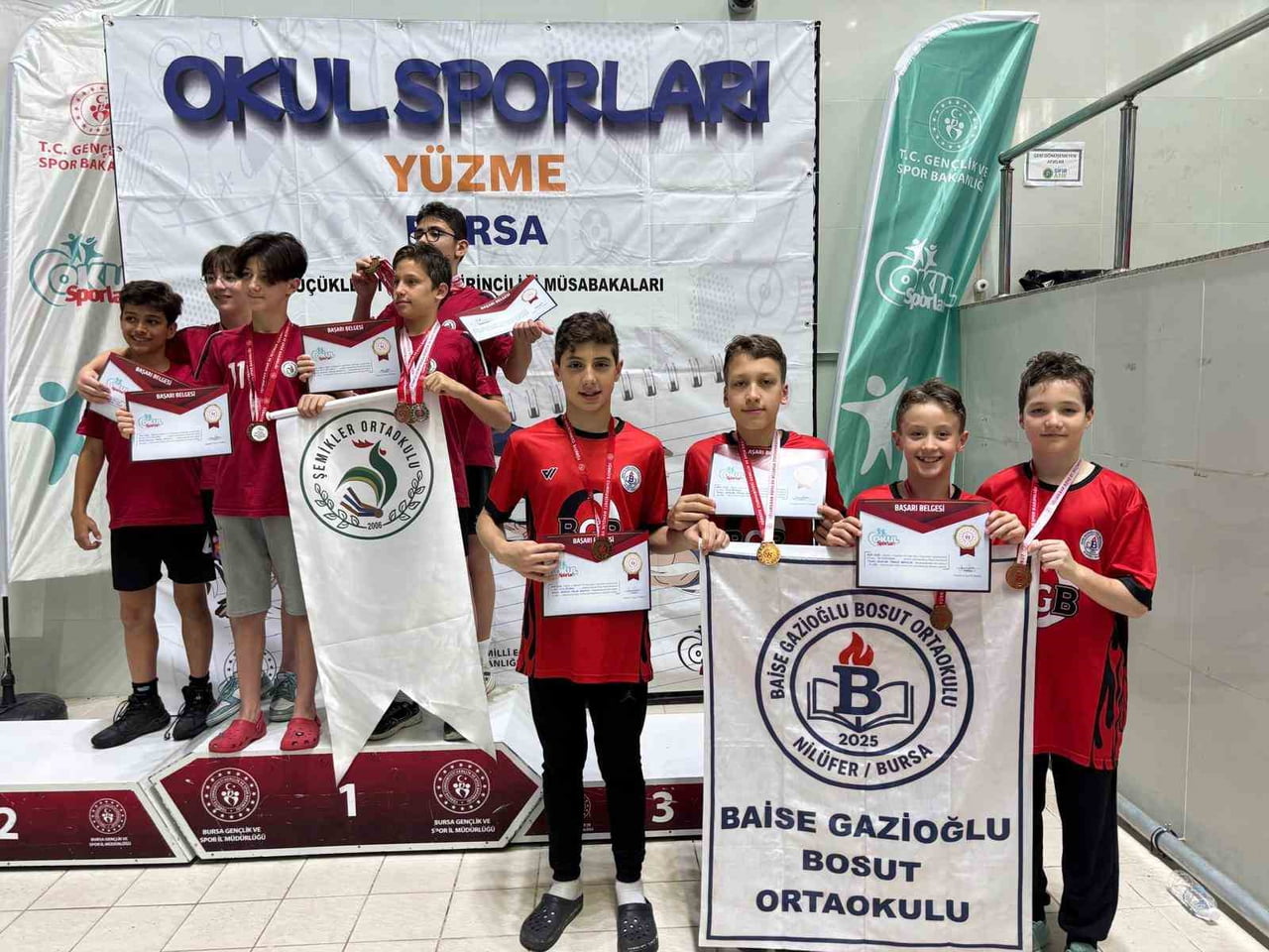 BURSA BAİSE GAZİOĞLU BOSUT ORTAOKULU ÖĞRENCİLERİ KÜÇÜK KIZLAR YÜZME ŞAMPİYONASINDA TÜRKİYE...