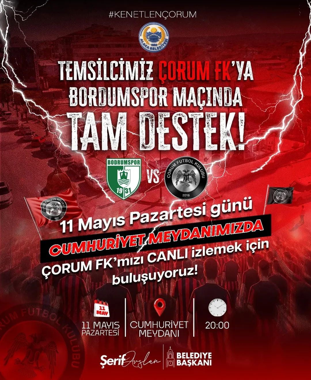ÇORUM FK’NIN BODRUM FK İLE OYNAYACAĞI PLAY-OFF YARI FİNAL MAÇI, ALACA İLÇESİNDEKİ DEV EKRANDA...