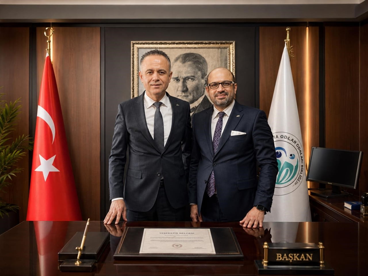 DENİZLİ ESNAF VE SANATKÂRLAR ODALARI BİRLİĞİ (DESOB) BAŞKANI HÜSEYİN DEMİRCİ (SOLDA)