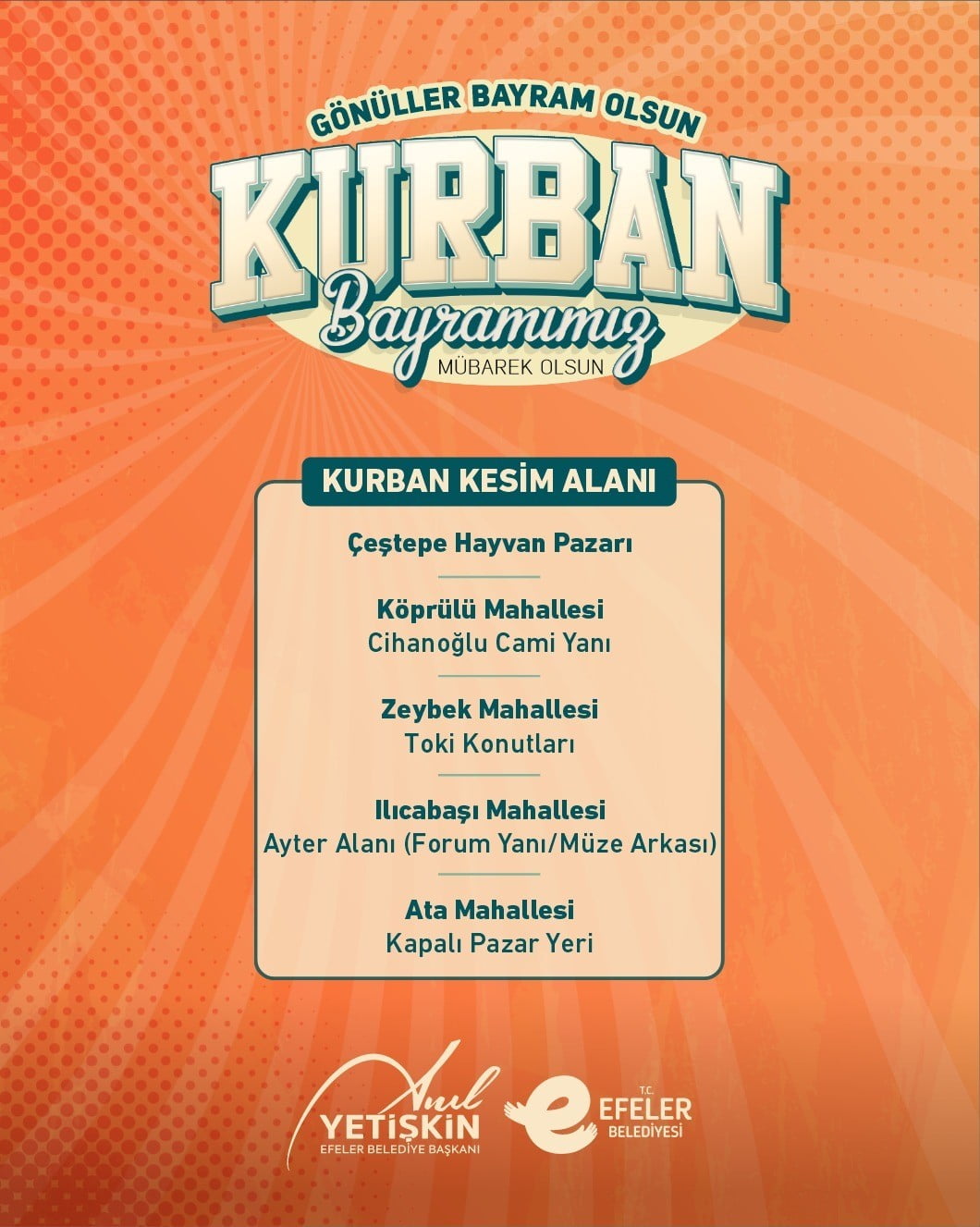EFELER BELEDİYESİ VATANDAŞLARIN KURBAN İBADETLERİNİ KOLAYLIKLA YERİNE GETİREBİLMELERİ ADINA TÜM...