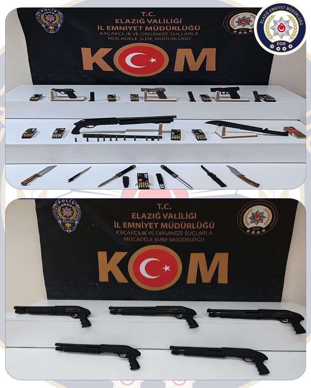 ELAZIĞ’DA İL EMNİYET MÜDÜRLÜĞÜ EKİPLERİ TARAFINDAN SON BİR HAFTADA SİLAH TACİRLERİNE YÖNELİK...