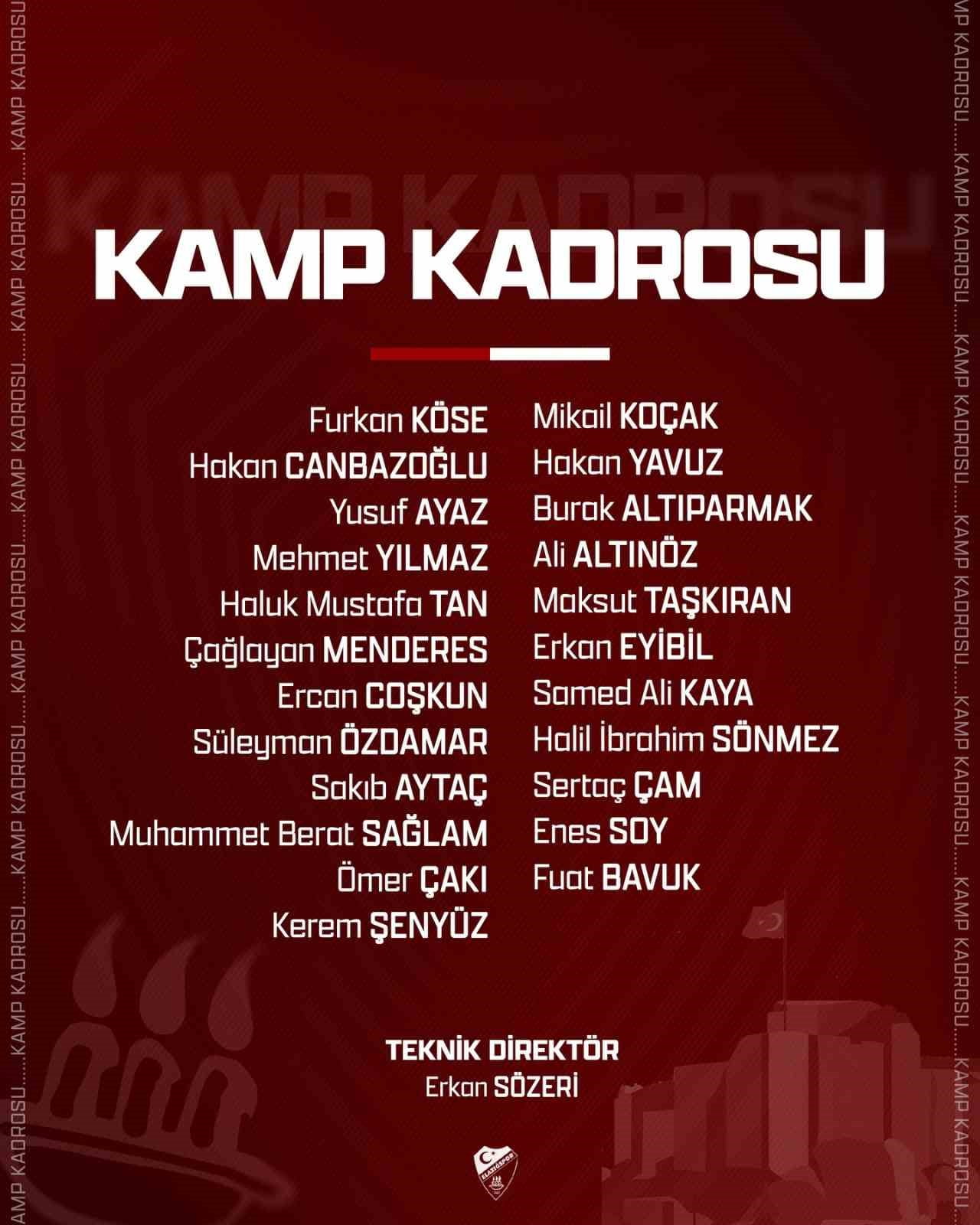 ELAZIĞSPOR BURSA'YA 23 OYUNCUYLA GİTTİ