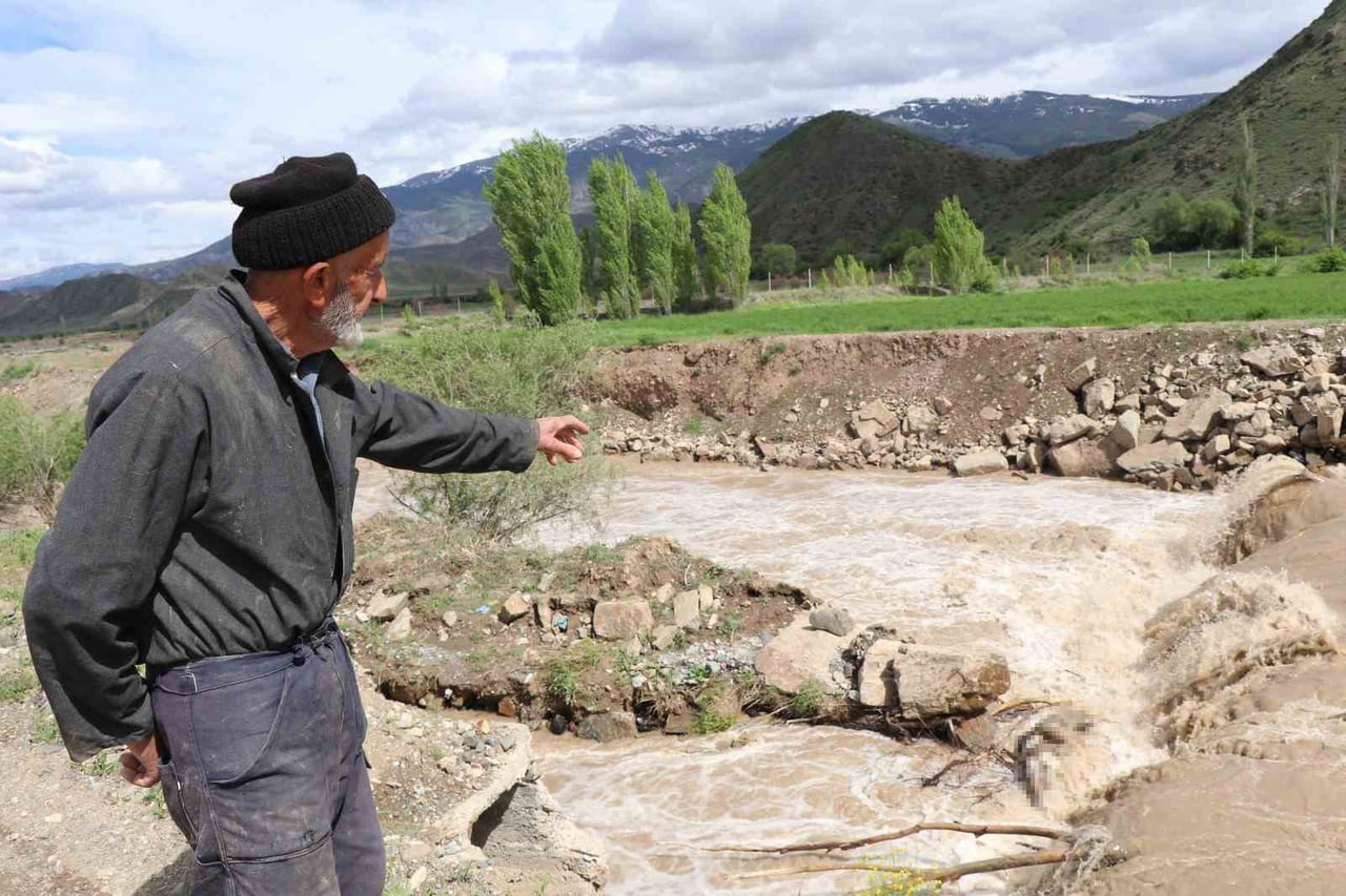 ERZURUM’UN OLTU İLÇESİNDE, OLTU ÇAYI’NI GEÇMEYE ÇALIŞTIĞI TAHMİN EDİLEN ERKEK BOZ AYI, KESİK KÖPRÜ...