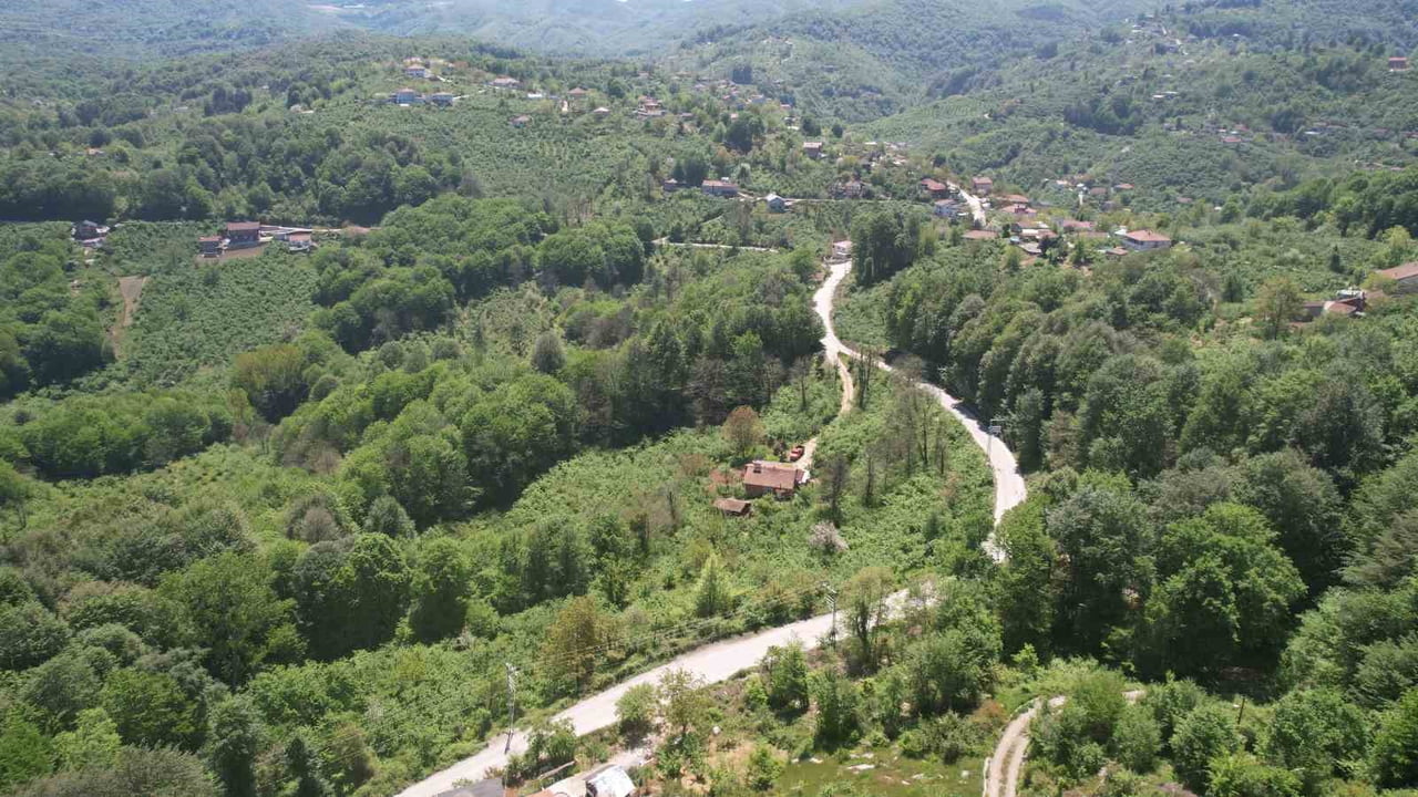 GELİK BELDESİNİ KAPLAYAN GENİŞ ORMAN DOKUSU VE KIRSAL ALANLAR HAVADAN GÖRÜNTÜLENDİ.