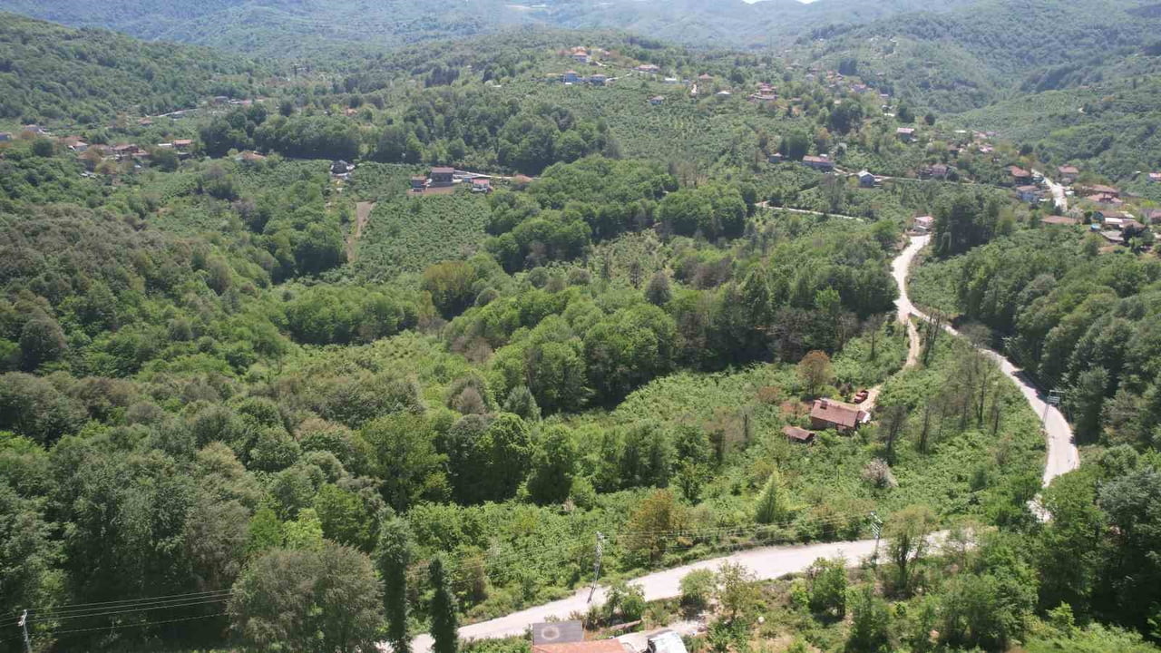 GELİK BELDESİNİ KAPLAYAN GENİŞ ORMAN DOKUSU VE KIRSAL ALANLAR HAVADAN GÖRÜNTÜLENDİ.