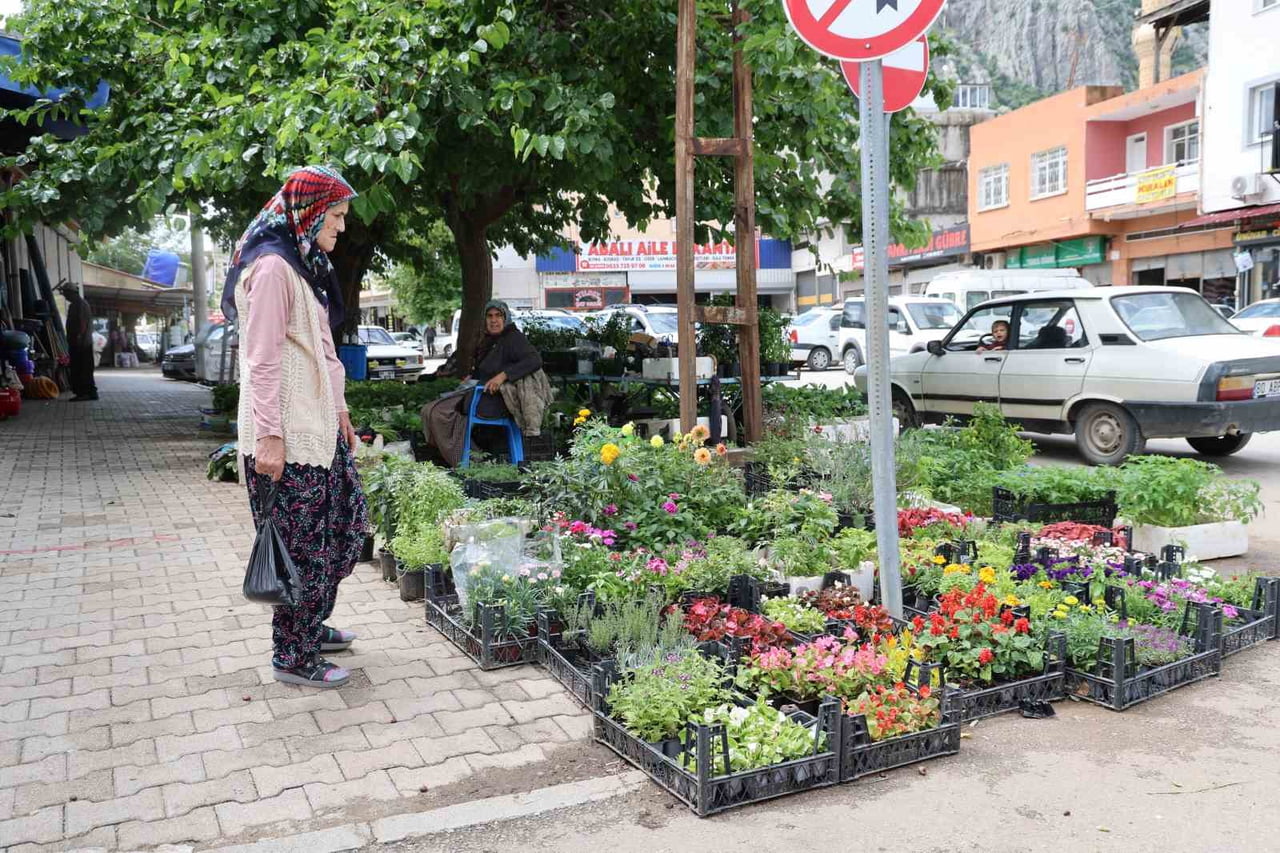 HAZIRLANAN FİDELER, KOZAN İLÇE MERKEZİNDEKİ CADDE VE SOKAKLARDA SATIŞA SUNULDU.