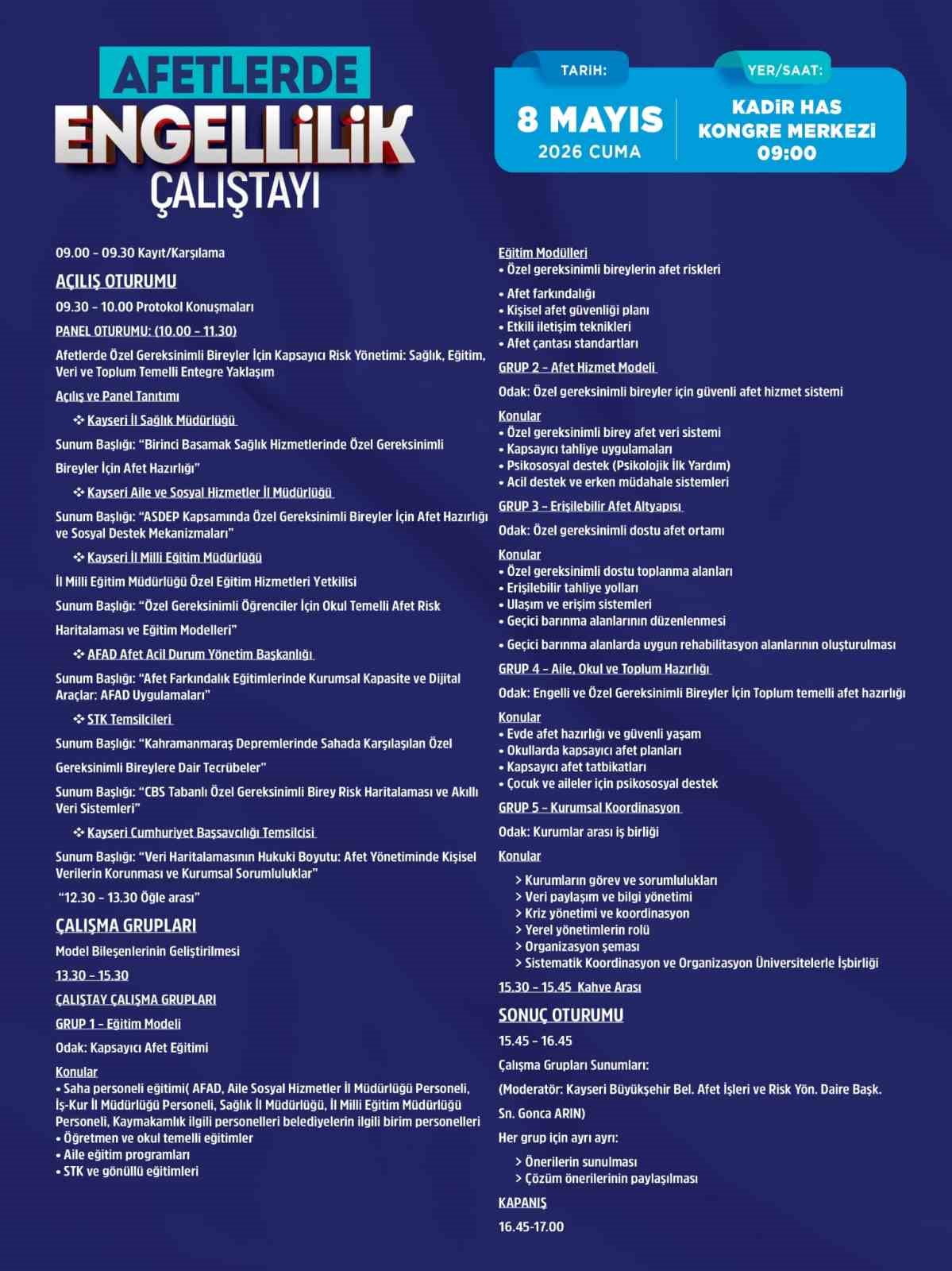 KAYSERİ BÜYÜKŞEHİR BELEDİYESİ VE KAYSERİ VALİLİĞİ TARAFINDAN 8 MAYIS CUMA GÜNÜ AFETLERDE...