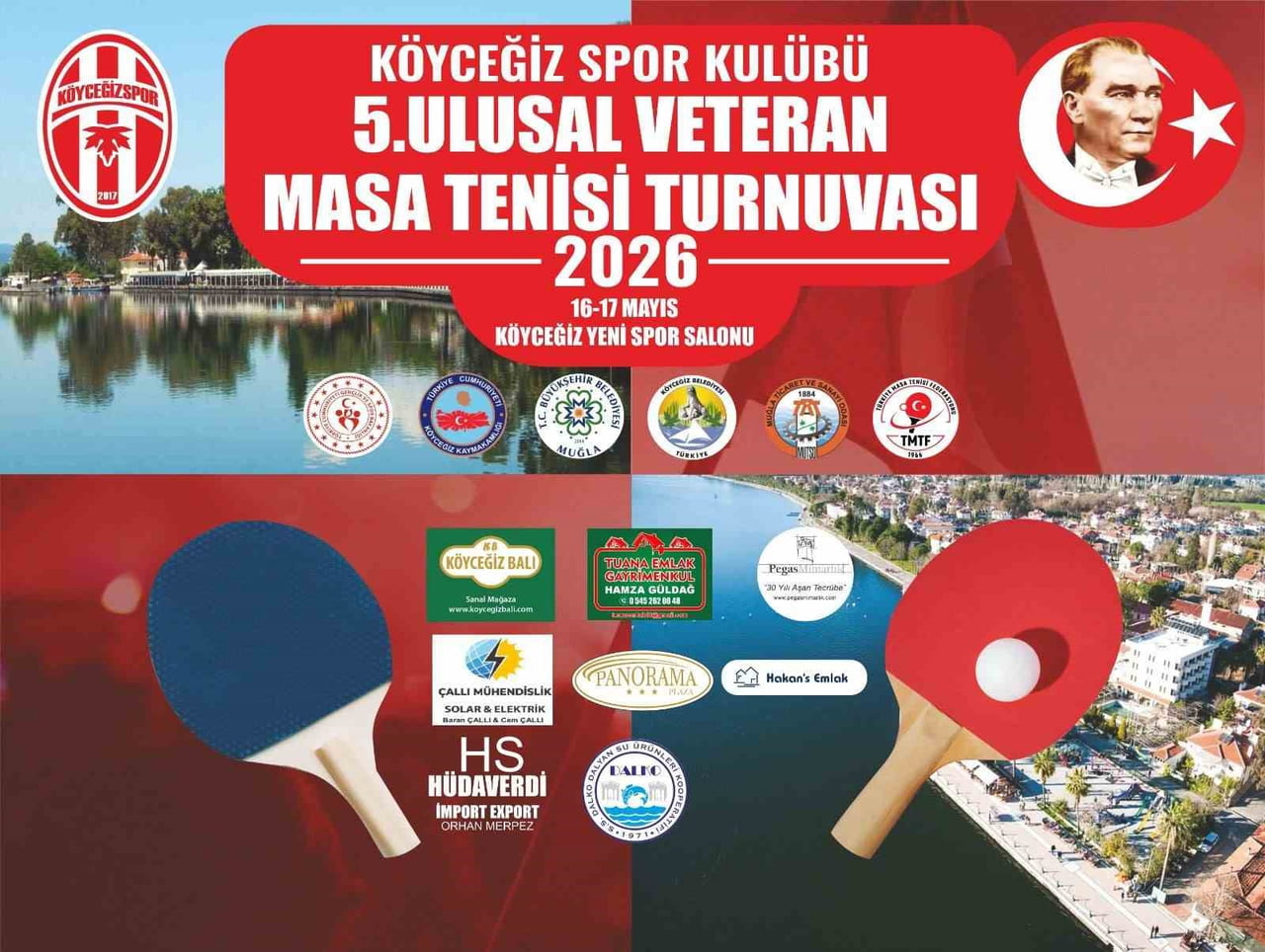 KÖYCEĞİZ’DE 5. ULUSAL VETERAN MASA TENİSİ TURNUVASI DÜZENLENDİ