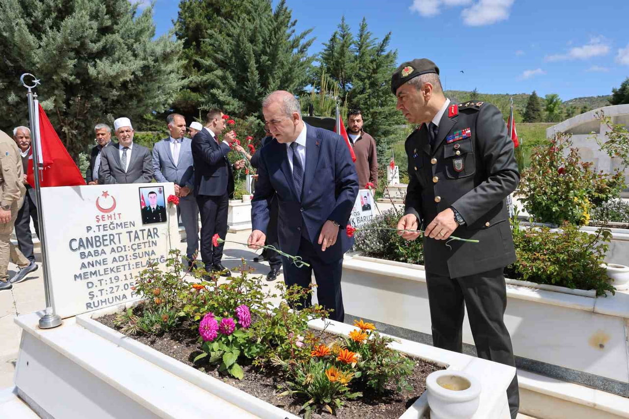 KURBAN BAYRAMI DOLAYISIYLA KENTTEKİ ŞEHİTLİKLERİ ZİYARET EDEN ELAZIĞ PROTOKOLÜ VE ŞEHİT AİLELERİ...