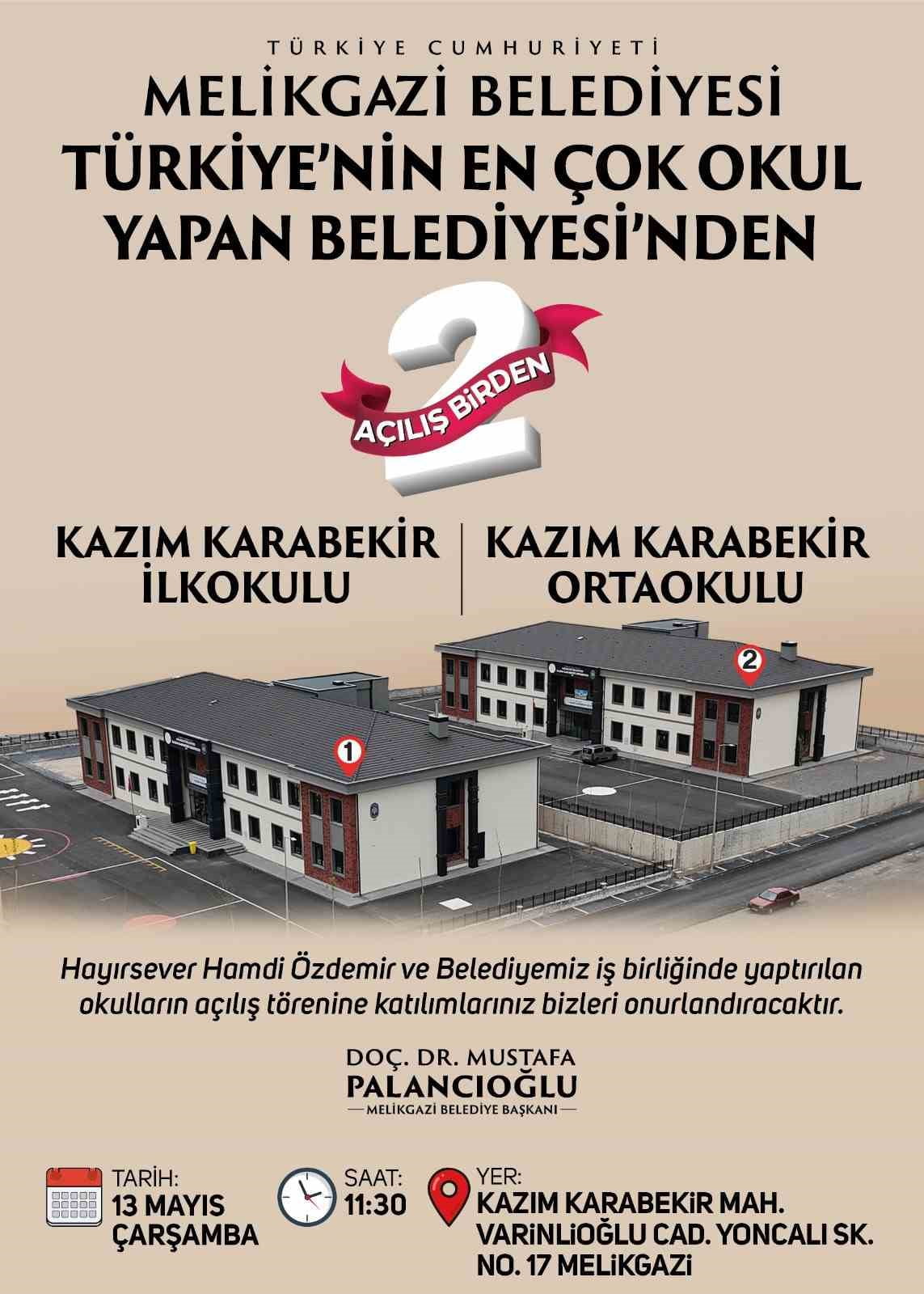 MELİKGAZİ BELEDİYESİ’NİN HAYIRSEVER İŞ BİRLİĞİ İLE HAYATA GEÇİRDİĞİ KAZIM KARABEKİR İLKOKULU VE...