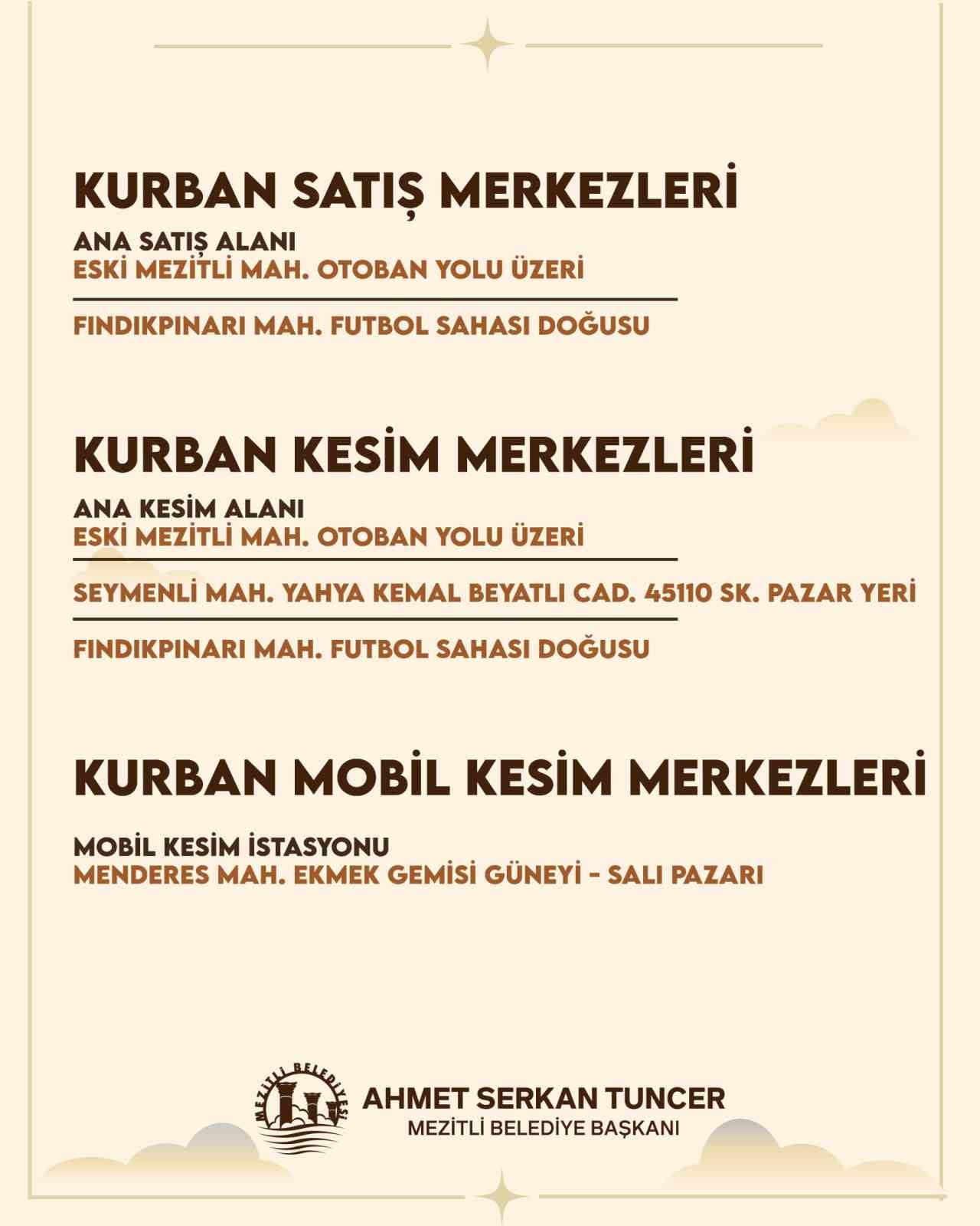 MEZİTLİ BELEDİYESİ, KURBAN BAYRAMI ÖNCESİNDE VATANDAŞLARIN KURBAN İBADETLERİNİ SAĞLIKLI, GÜVENLİ...