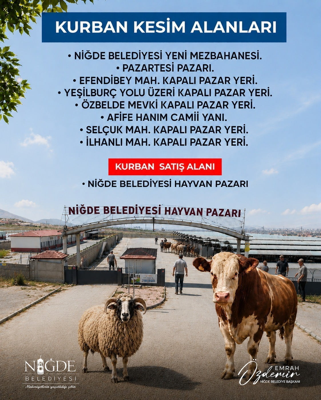 NİĞDE BELEDİYESİ KURBAN KESİM NOKTALARINI AÇIKLADI