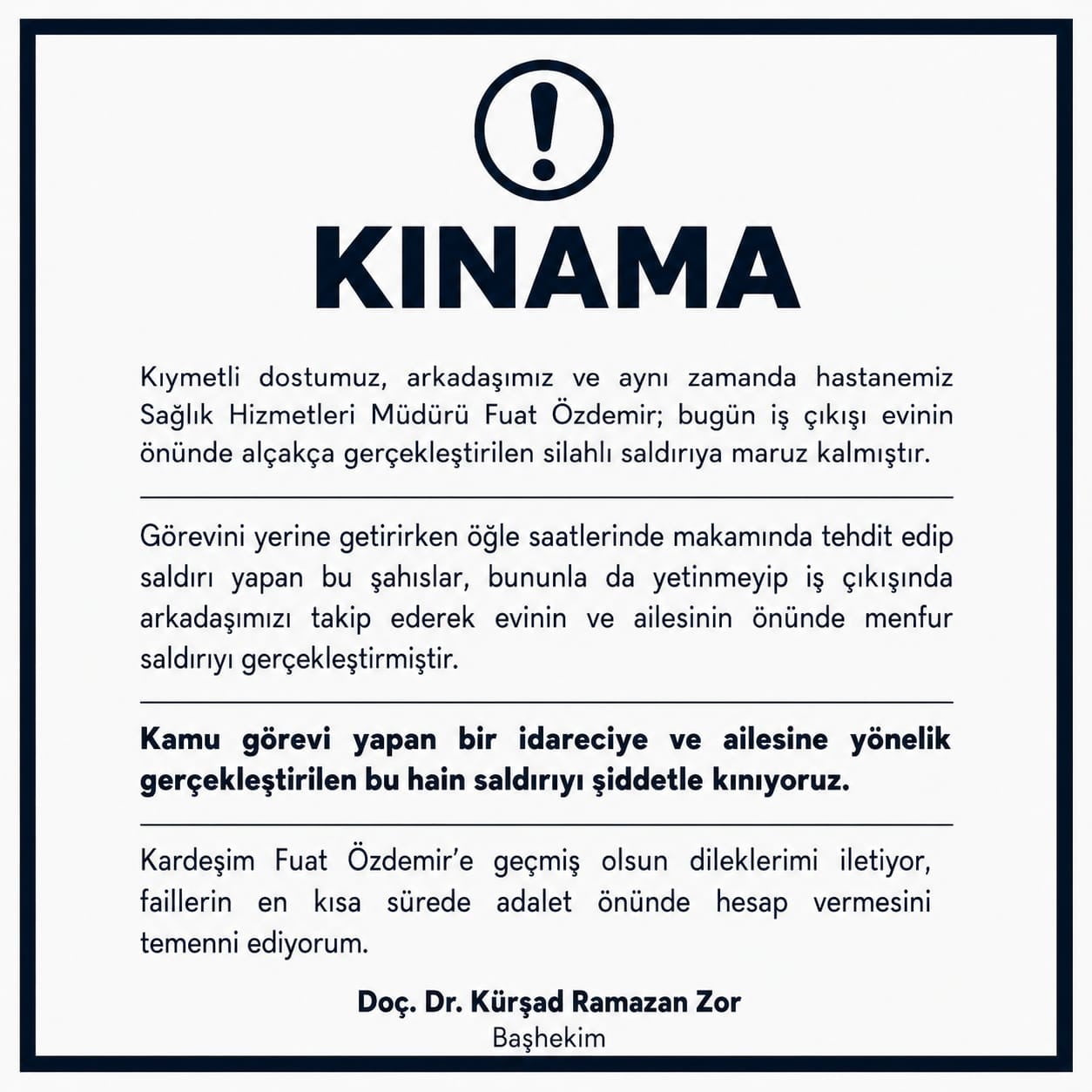 NİĞDE’DE SAĞLIK YÖNETİCİSİNE SİLAHLI SALDIRI GİRİŞİMİ