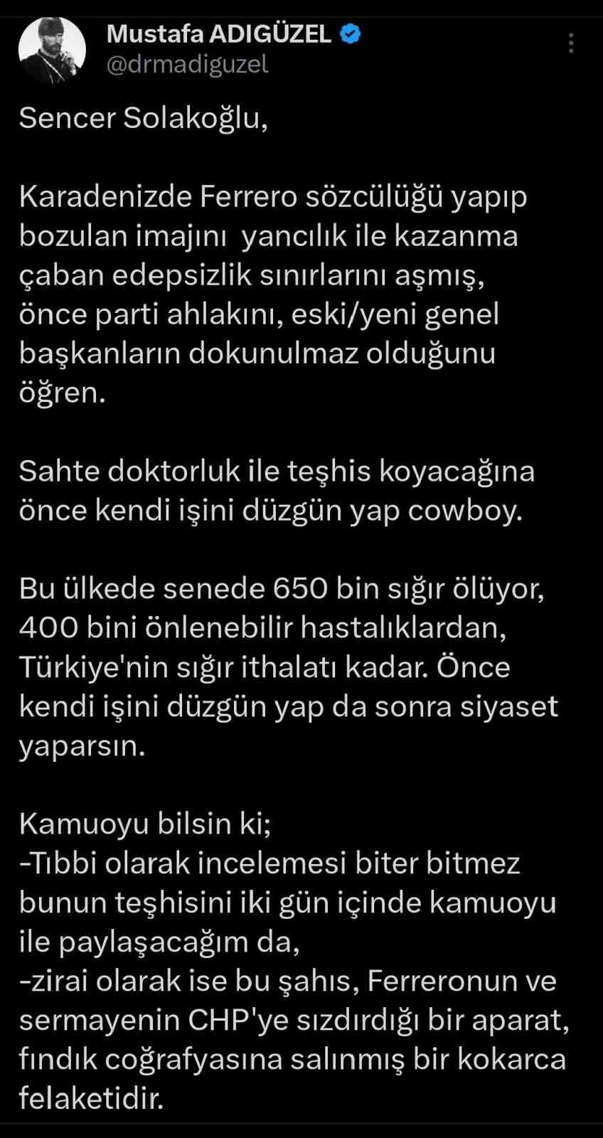 ORDU MİLLETVEKİLİ MUSTAFA ADIGÜZEL'İN AÇIKLAMASI