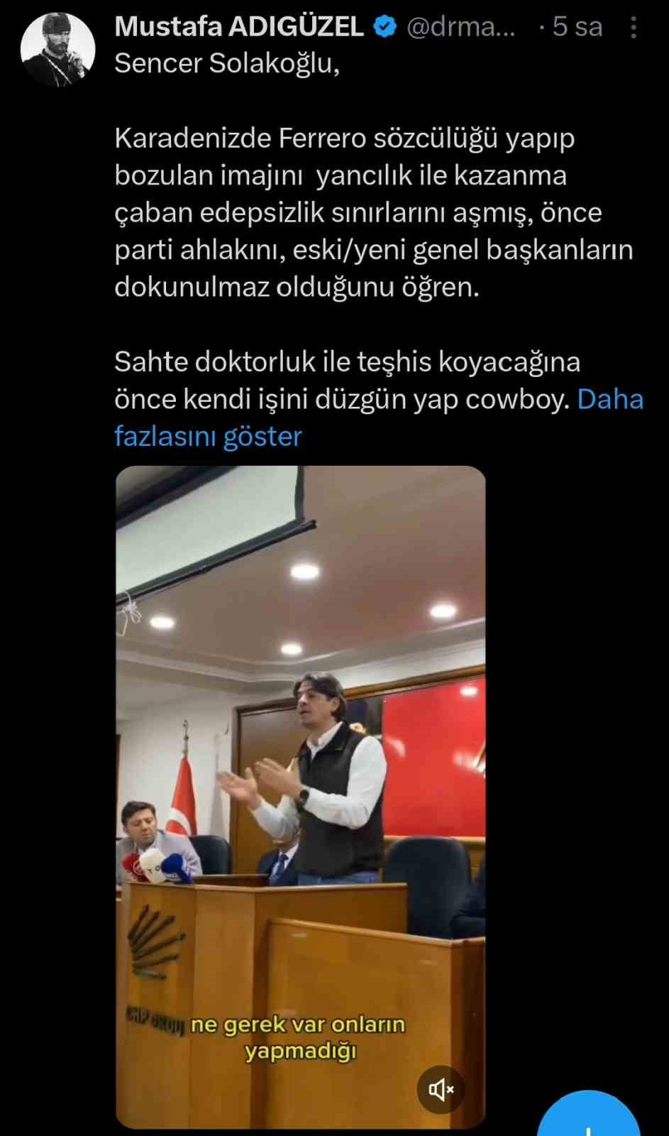 ORDU MİLLETVEKİLİ MUSTAFA ADIGÜZEL'İN AÇIKLAMASI VE SENCER SOLAKOĞLU HAKKINDA PAYLAŞTIĞI...
