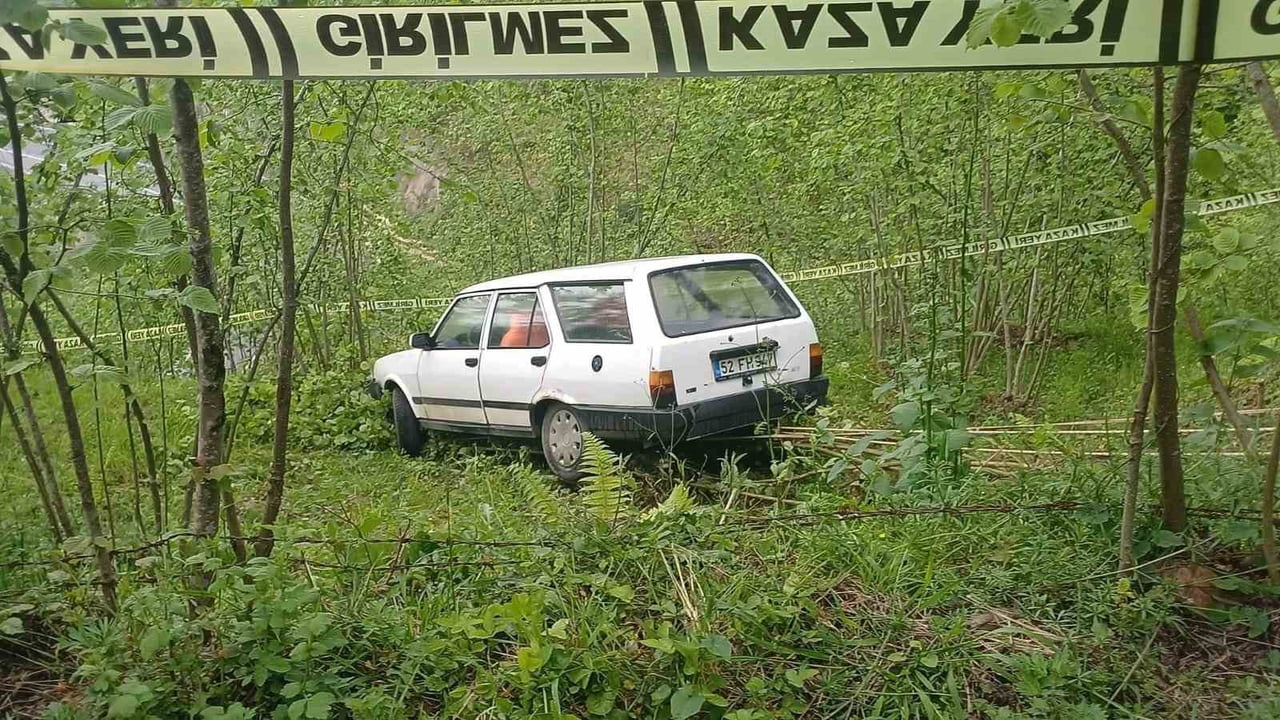 ORDU’NUN KABADÜZ İLÇESİNDE KONTROLDEN ÇIKAN OTOMOBİLİN FINDIK BAHÇESİNE GİRMESİ SONUCU MEYDANA...