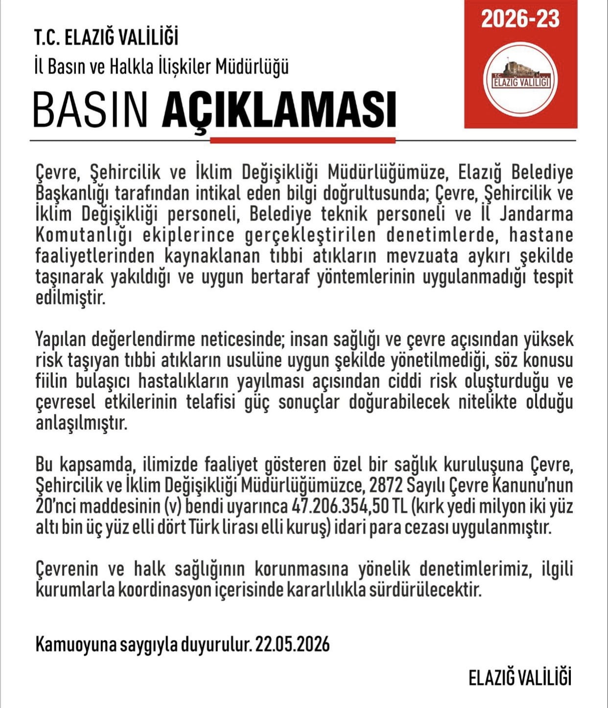 ÖZEL HASTANEYE CEZA