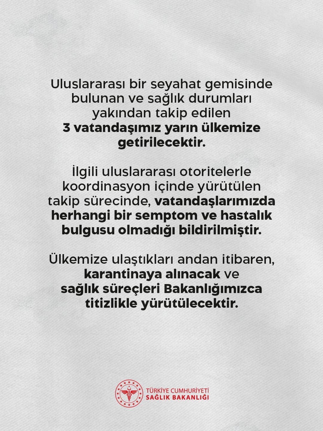 SAĞLIK BAKANLIĞININ SOSYAL MEDYA HESABINDAN AÇIKLAMA YAPILDI