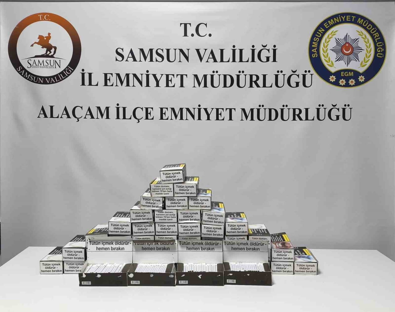 SAMSUN’UN ALAÇAM VE YAKAKENT İLÇELERİNDE DÜZENLENEN İKİ AYRI OPERASYONDA TOPLAM 20 BİN ADET...