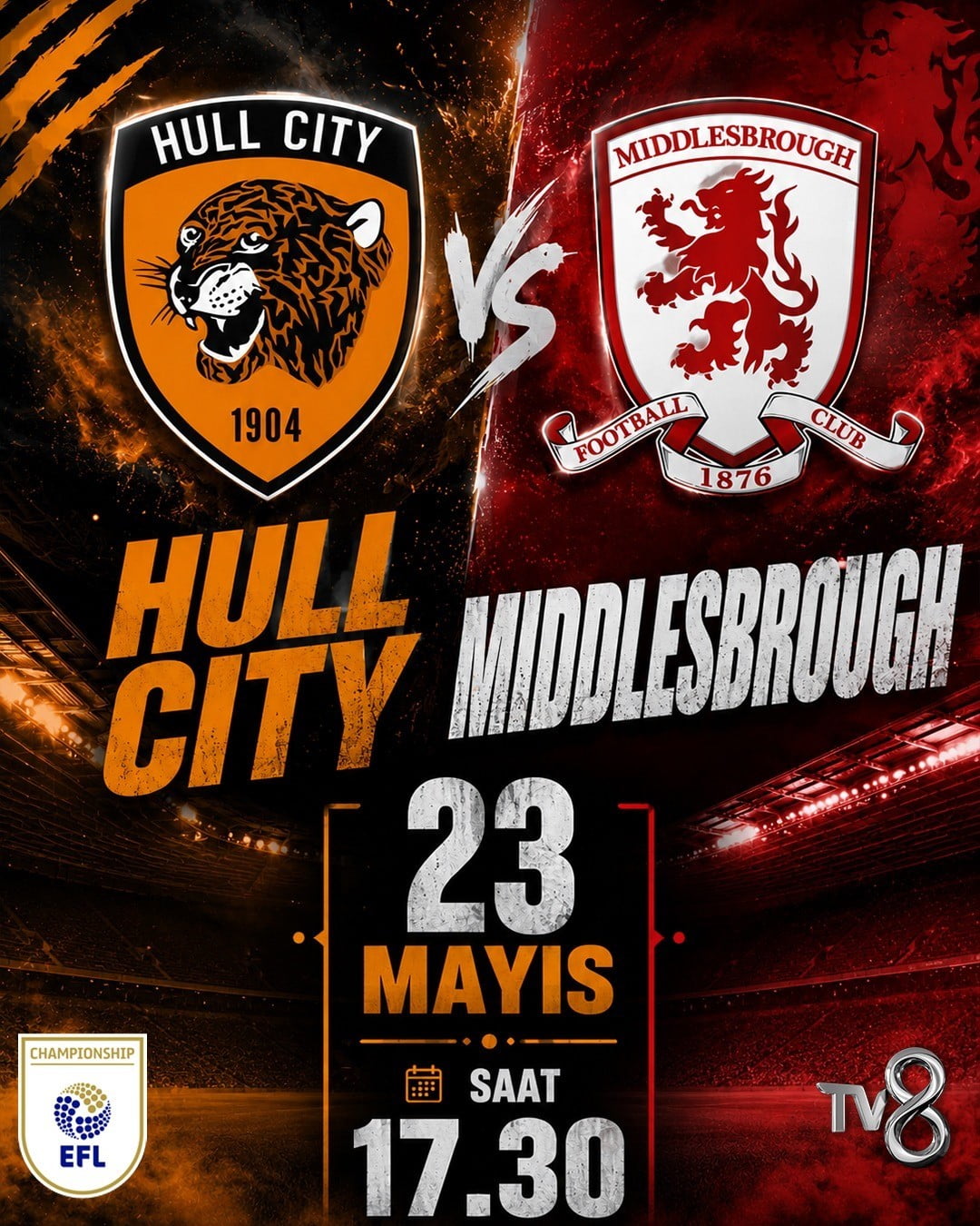 WEMBLEY'DEKİ BU KARŞILAŞMA 23 MAYIS CUMARTESİ GÜNÜ TSİ 17.30'DA TV8 EKRANLARINDA OLACAK.