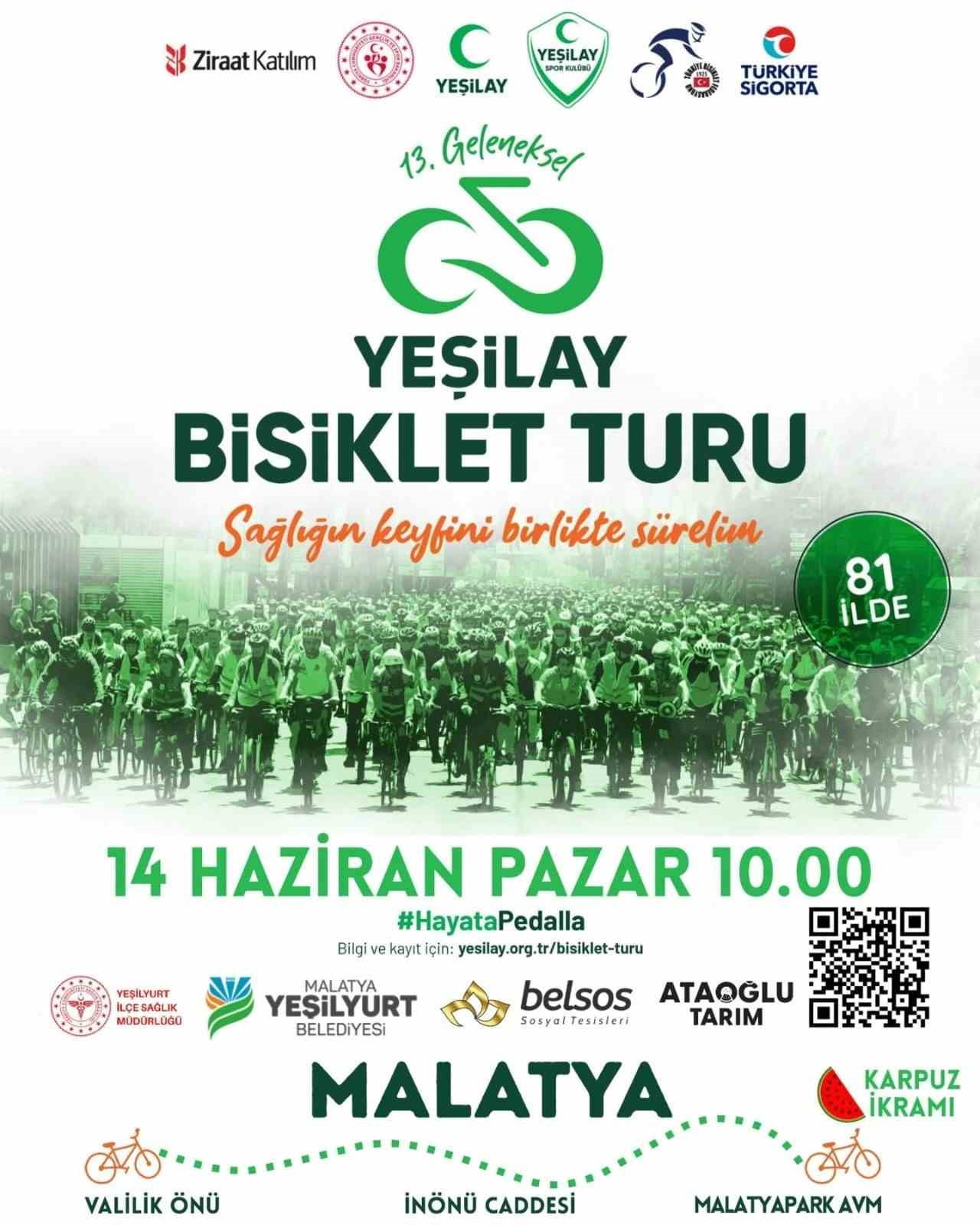 13. GELENEKSEL YEŞİLAY BİSİKLET TURU 14 HAZİRAN’DA DÜZENLENECEK