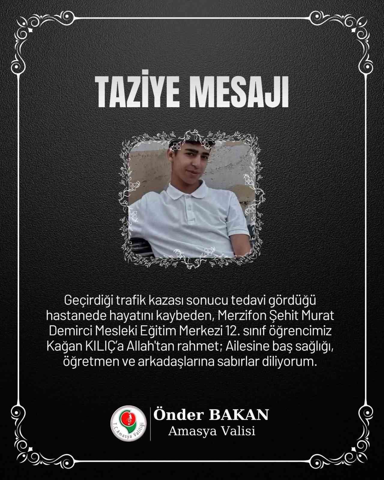AMASYA VALİLİĞİ, MERZİFON ŞEHİT MURAT DEMİRCİ MESLEKİ EĞİTİM MERKEZİ 12. SINIF ÖĞRENCİSİ KILIÇ...