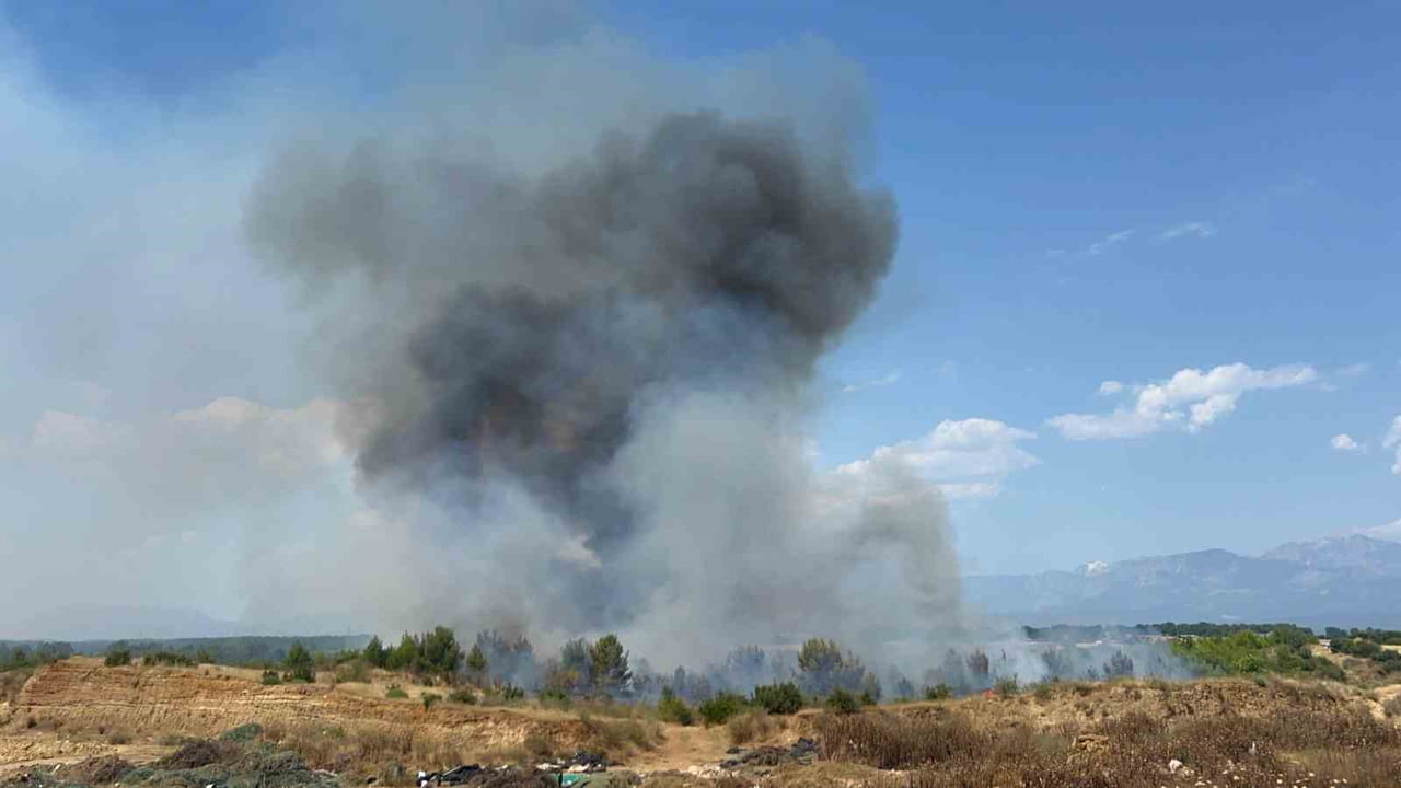 ANTALYA'NIN AKSU İLÇESİNDE ÇIKAN ORMAN YANGININA, ORMAN BÖLGE MÜDÜRLÜĞÜ EKİPLERİ 2 UÇAK, 2...