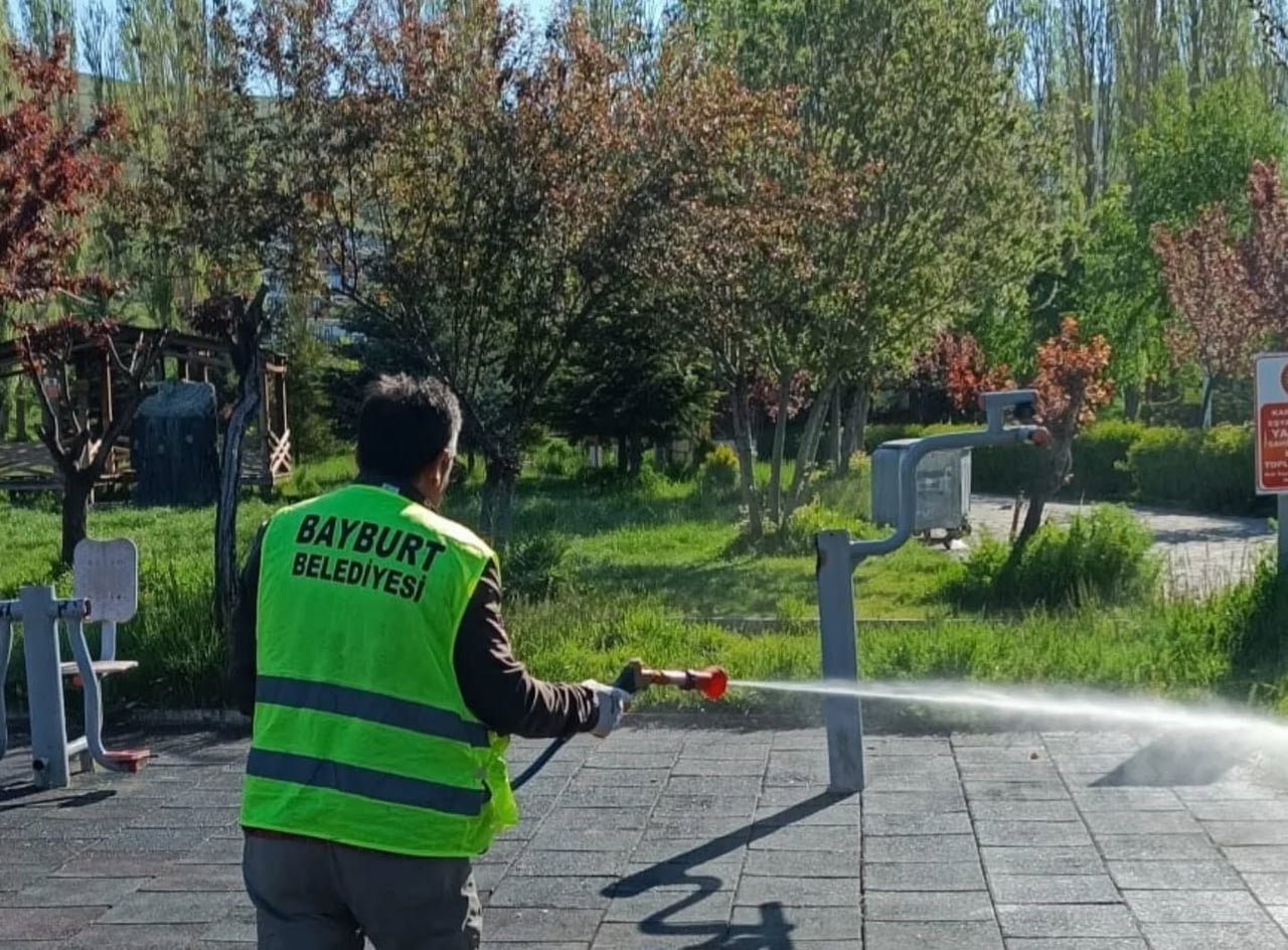 BAYBURT'TA KENE RİSKİNE KARŞI YEŞİL ALANLAR İLAÇLANDI