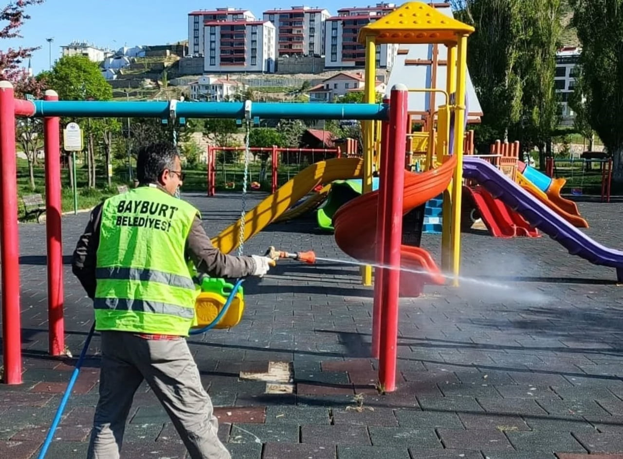 BAYBURT'TA KENE RİSKİNE KARŞI YEŞİL ALANLAR İLAÇLANDI